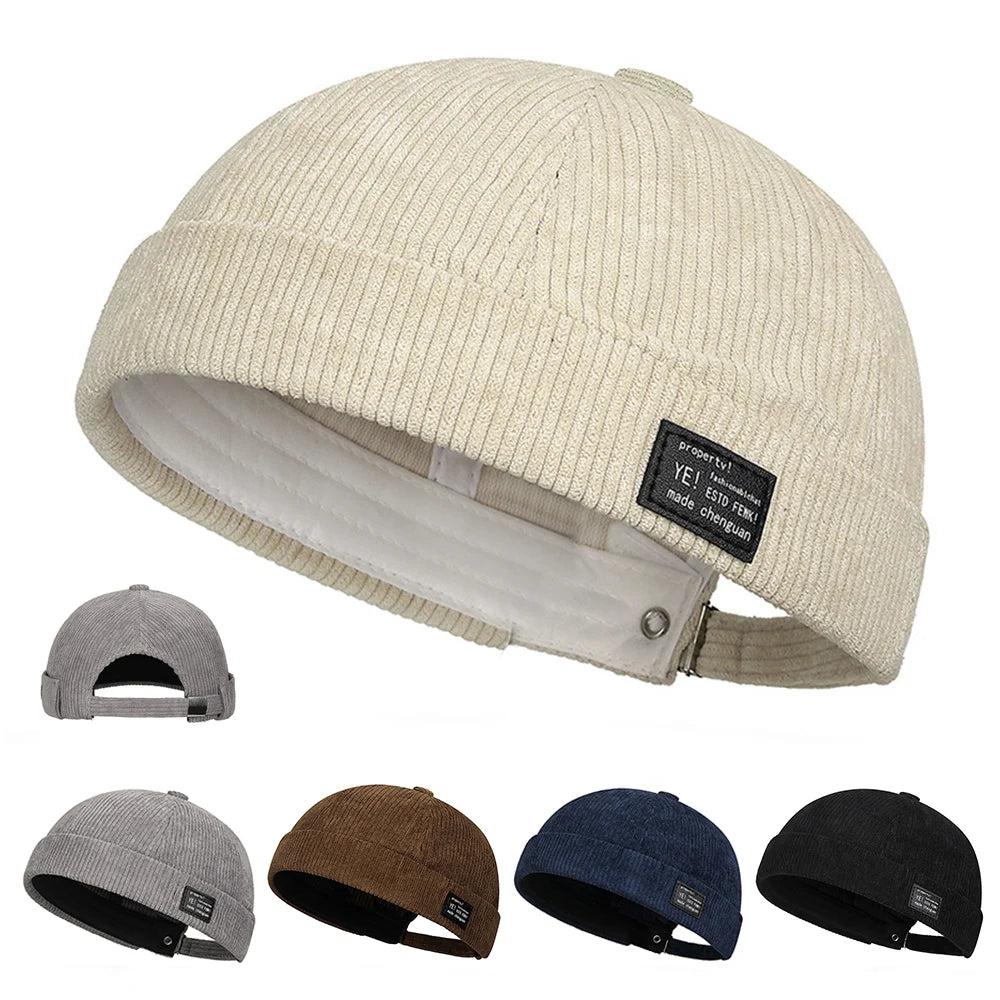 Brimless Skullies Cap Vintage Cotton Beanie for Men