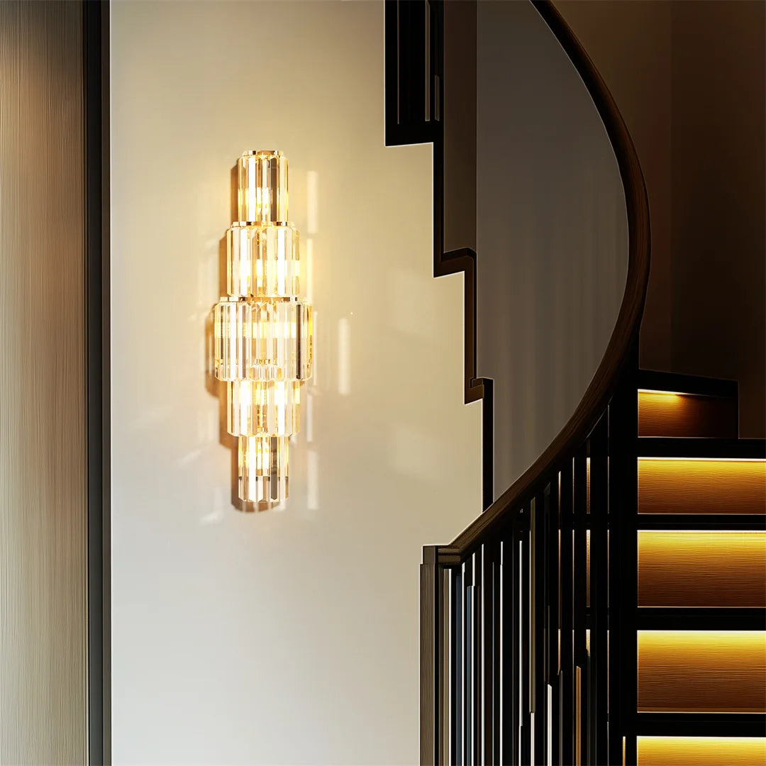 LUVODI Modern Crystal Wall Lamp 3 Layer Sconce E14 Lighting