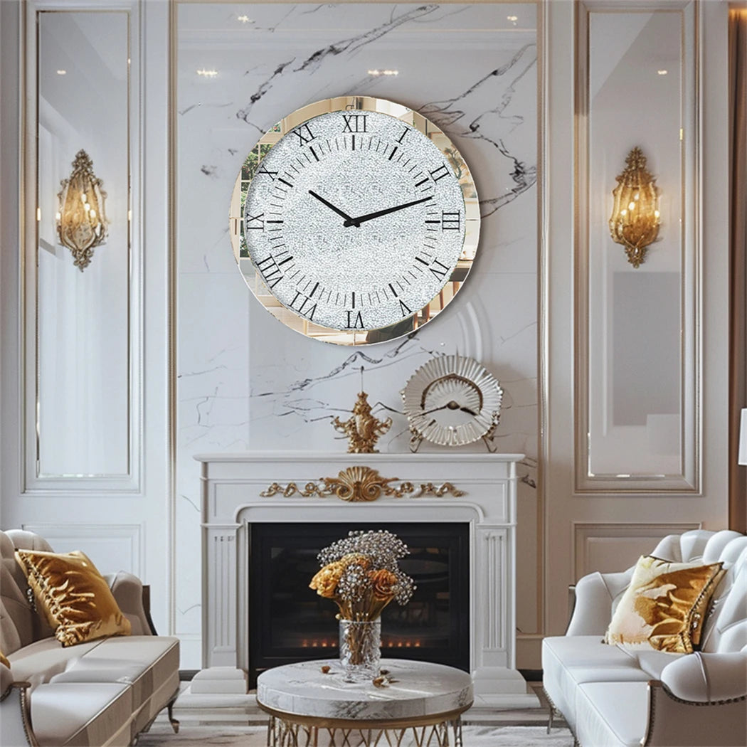 Combination Crystal Wall Clock With Roman Numerals Quartz