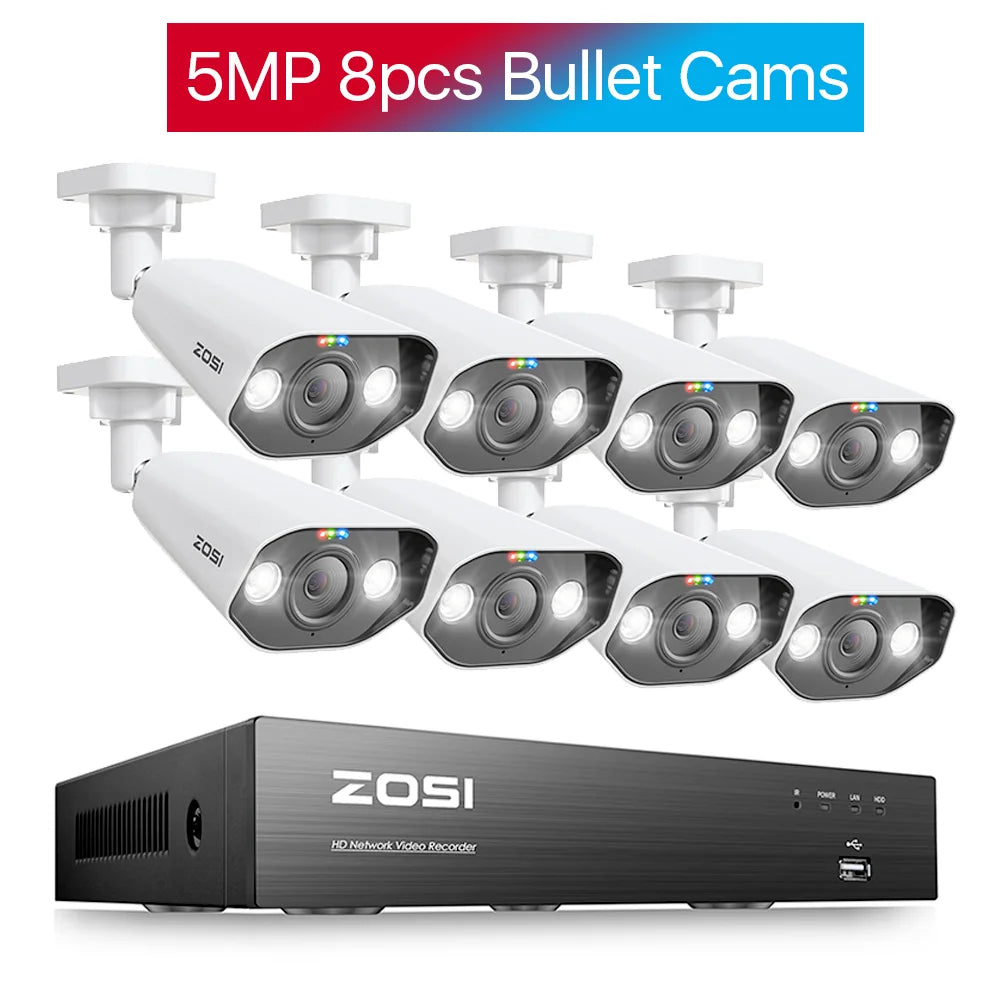ZOSI 8CH 5MP PTZ IP Camera System POE NVR Kit Outdoor