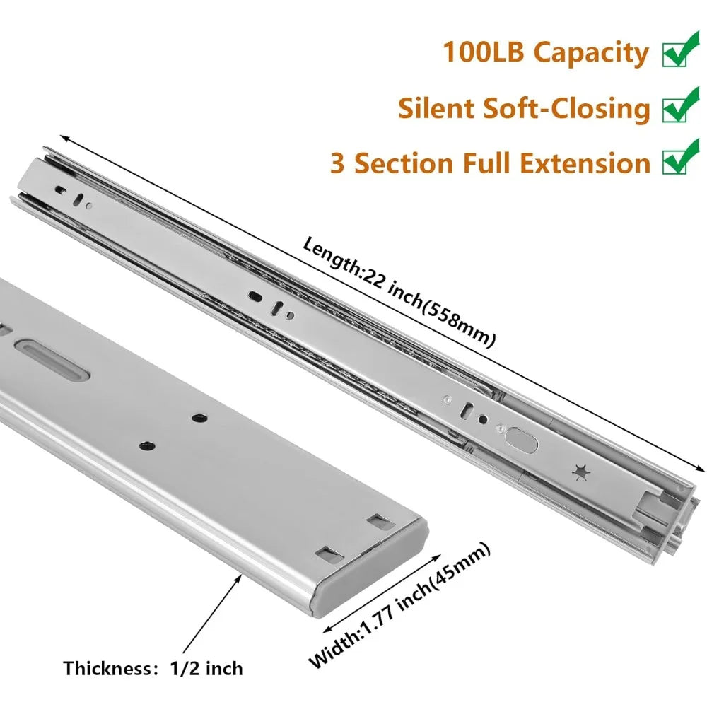 Hign-concerned Soft Close Drawer Slides Ball Bearing