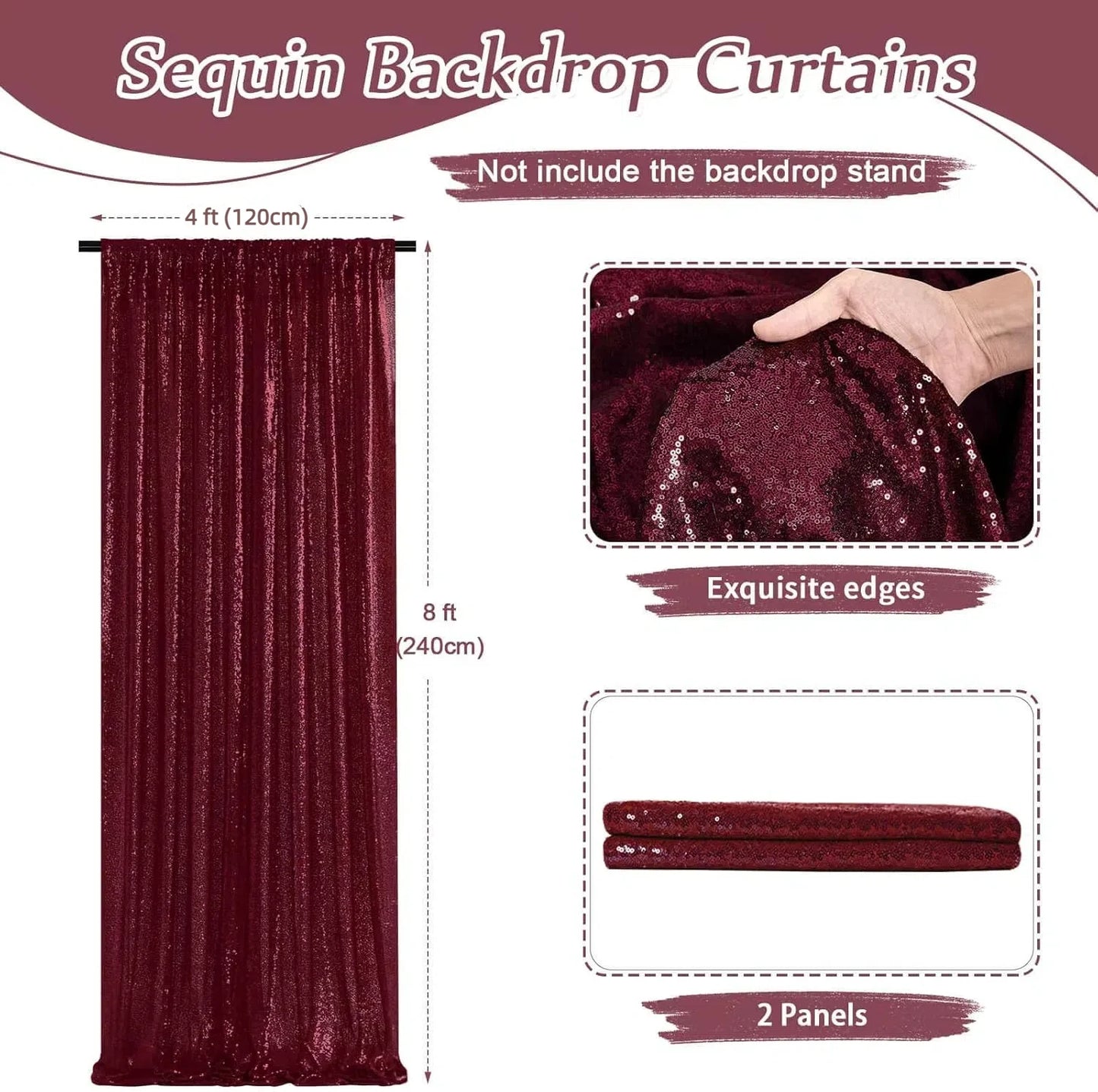 Hignconcerned Sequin Backdrop Curtains Glitter Photo Booth
