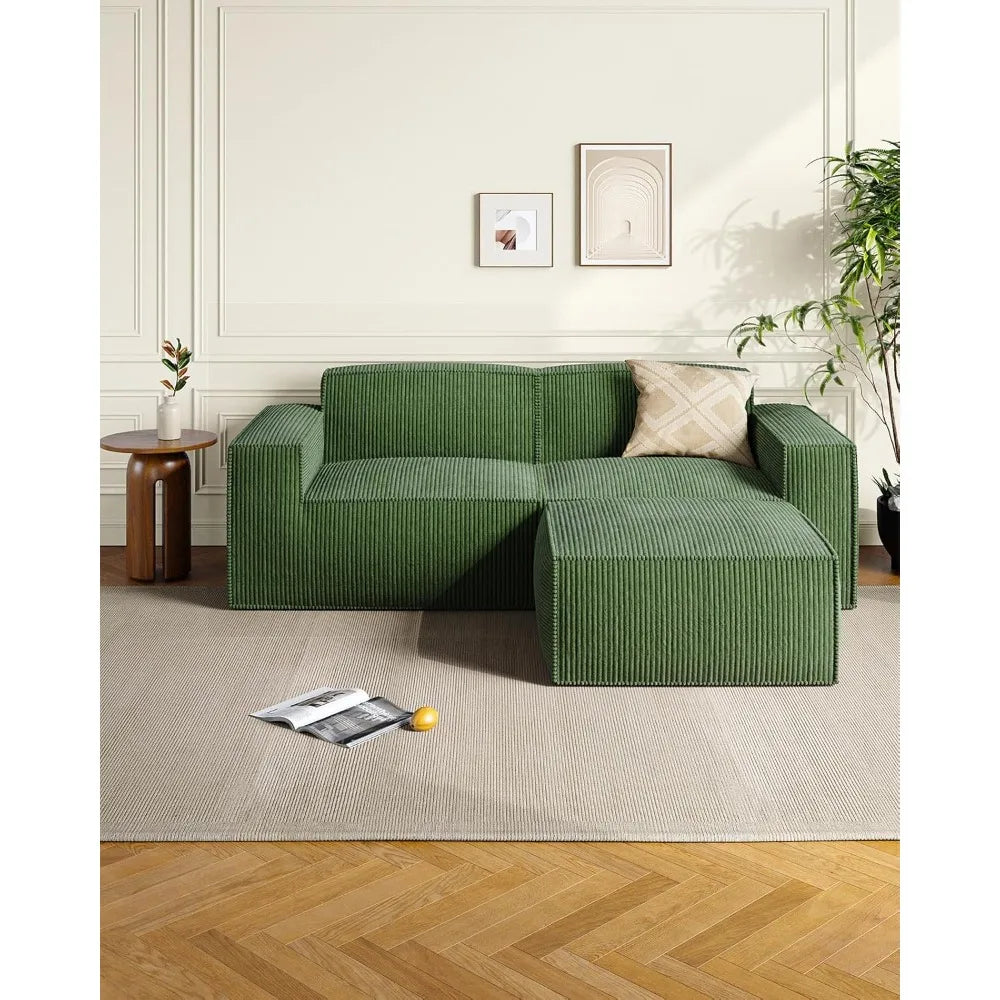 DAFIFY Sectional Corduroy L Shape Chaise Modern Plush