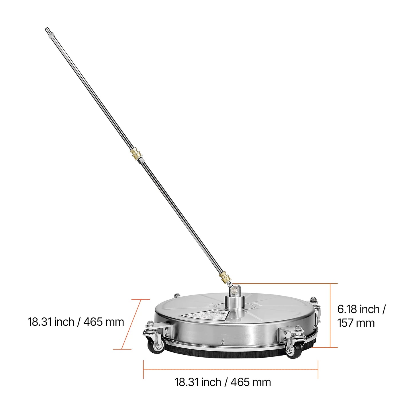 VEVOR Pressure Washer Surface Cleaner PE Stainless Steel Attachments 4 Wheels