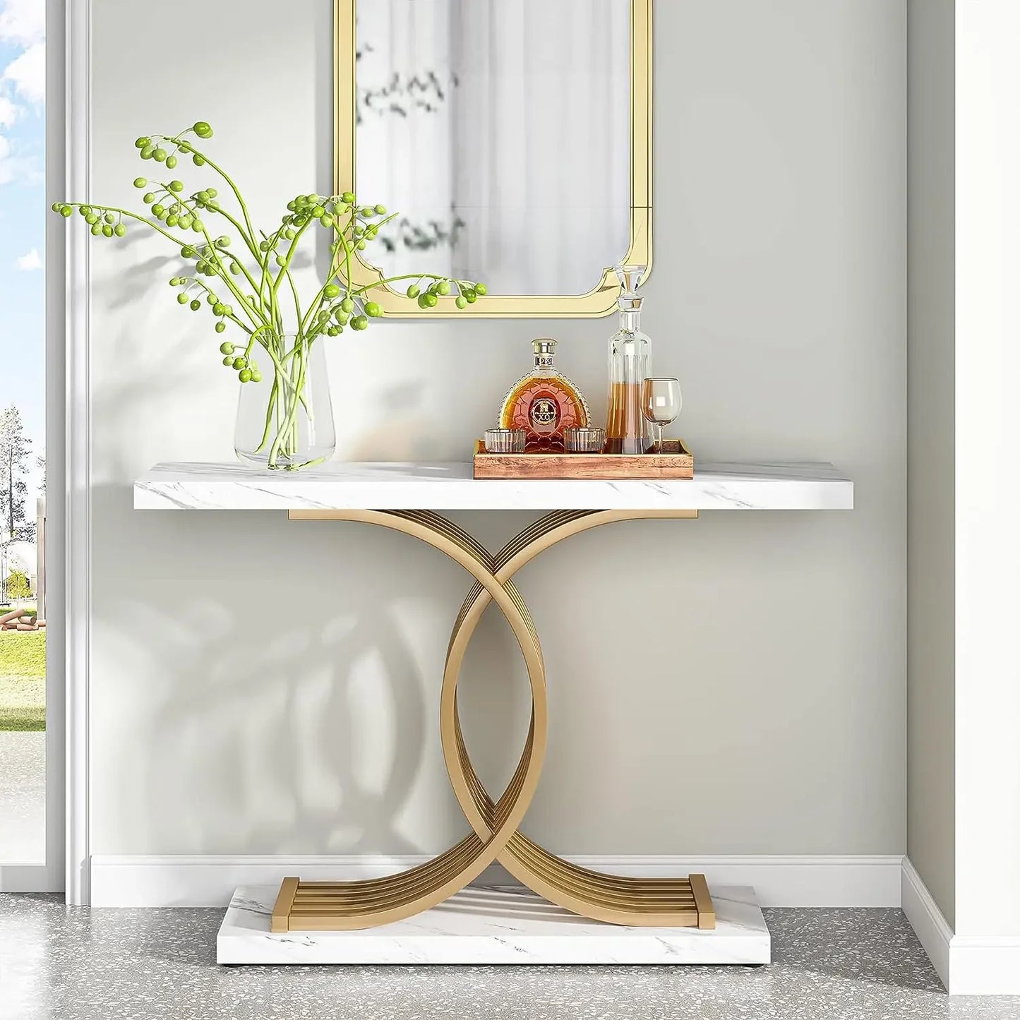 Tribesigns Modern Entryway Console Table With Geometric Metal Legs