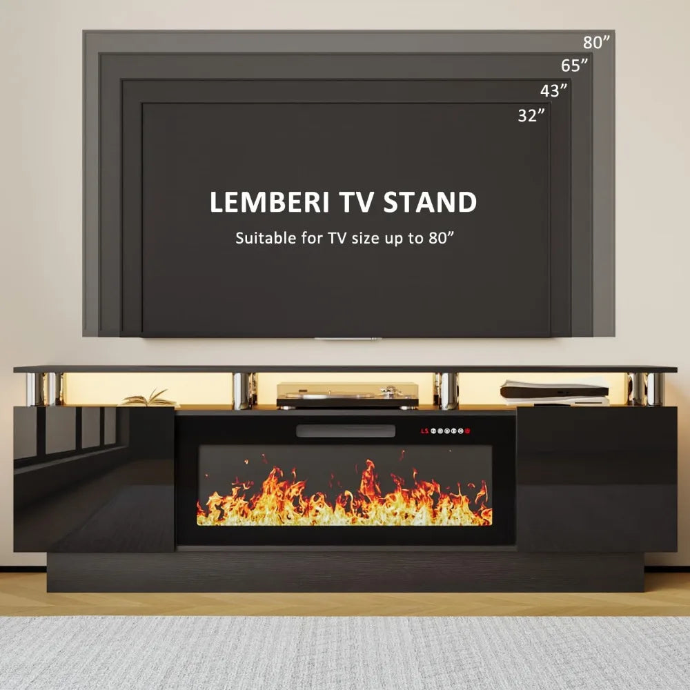 Modern Wooden Electric Fireplace TV Stand With Remote