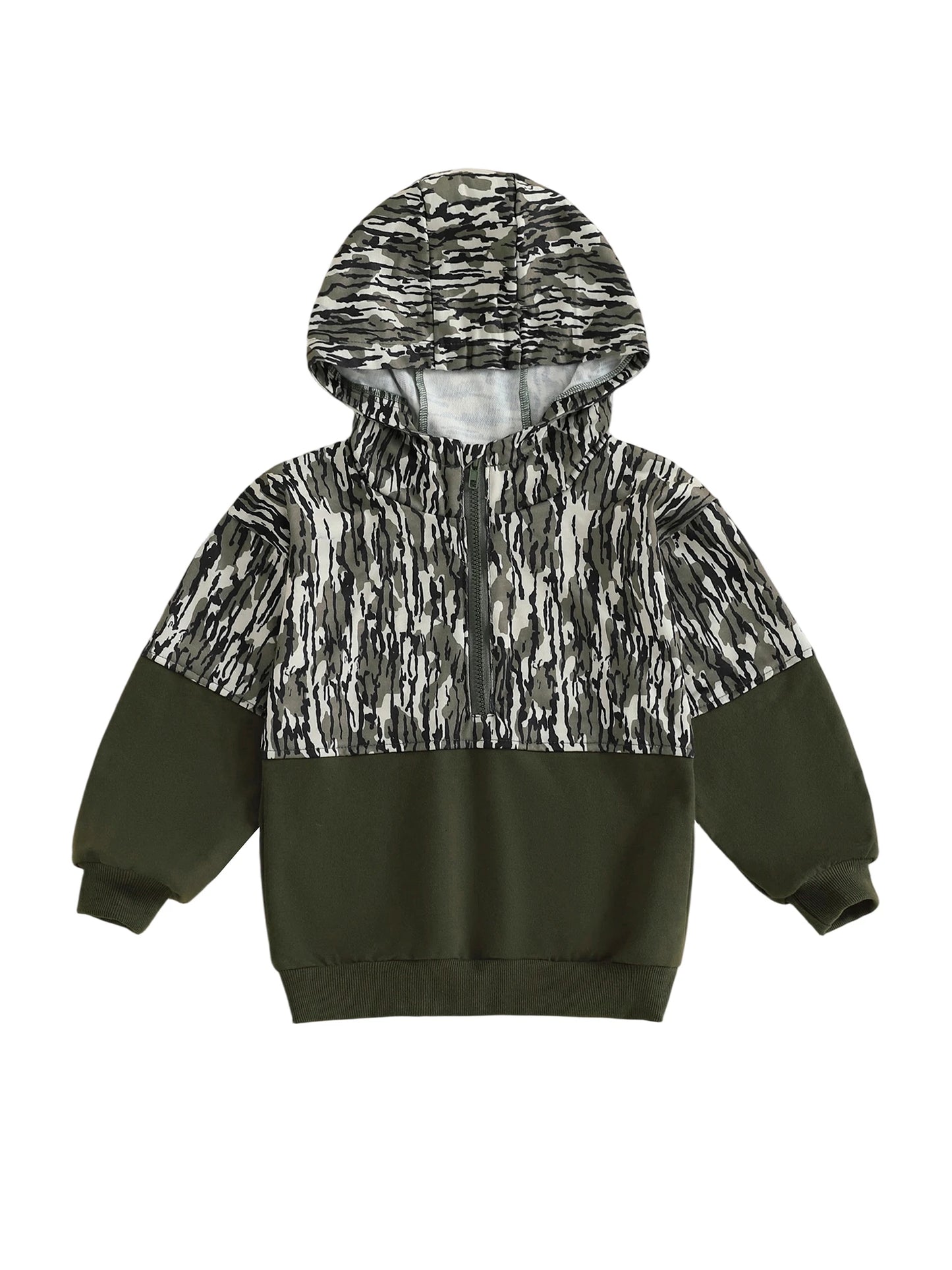 CN Guangdong Camouflage Half Zip Hooded Sweatshirt For Kids