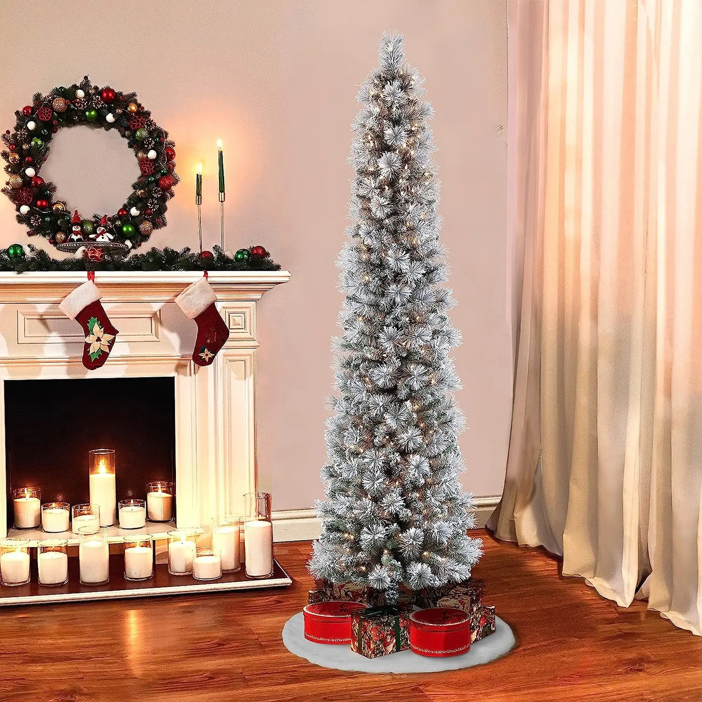 VGEBY Prelit Pine Hinged Artificial Christmas Tree