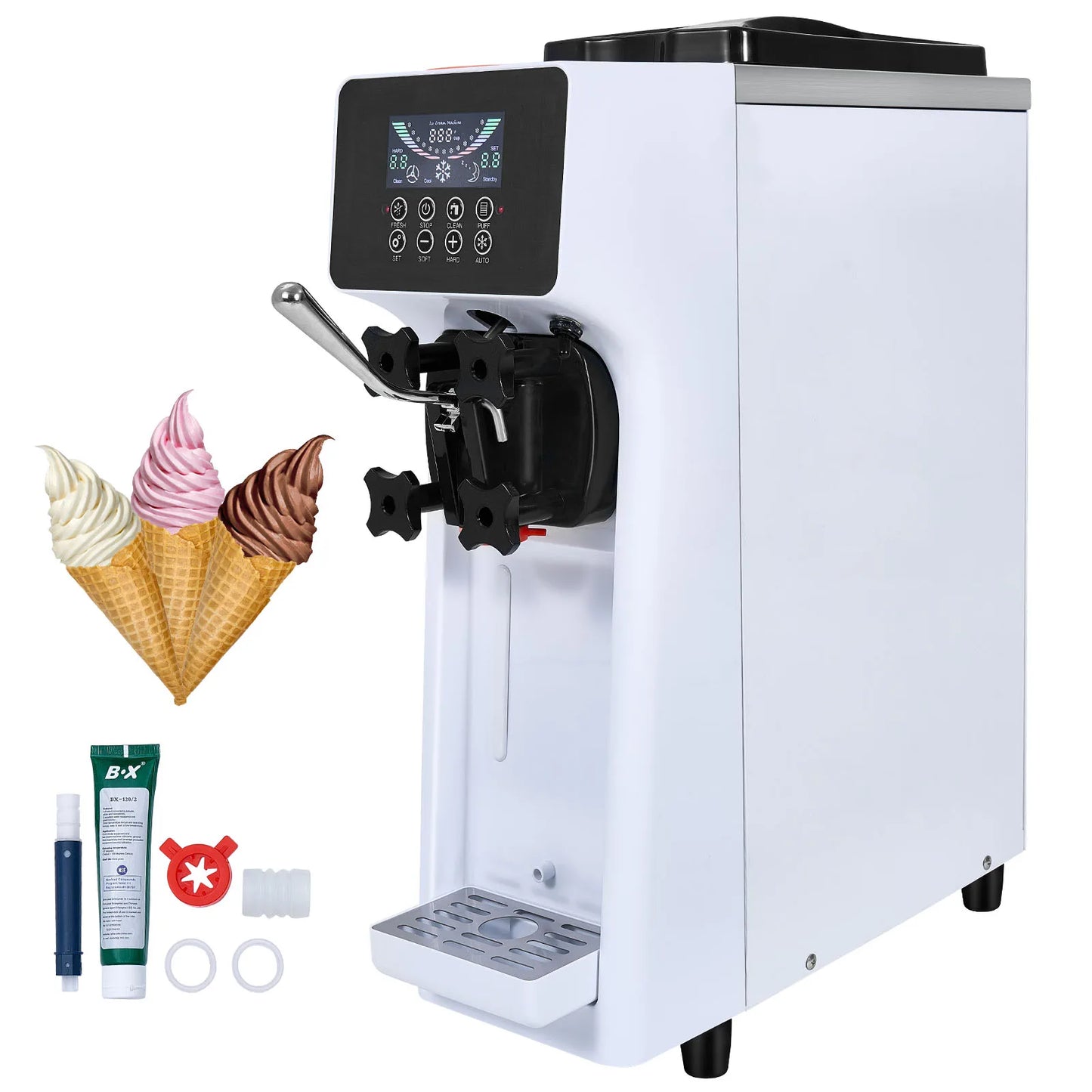 SucceBuy Commercial Ice Cream Machine Single Flavor Countertop Soft Serve Maker