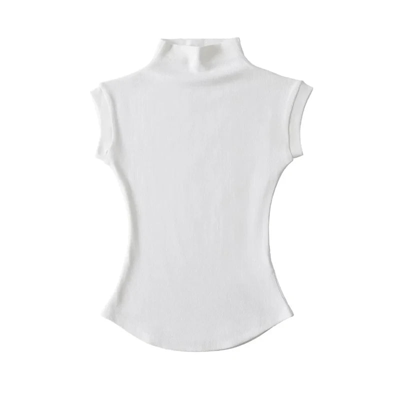TodoBlackcn Womens Turtleneck Sleeveless Top Casual Tees