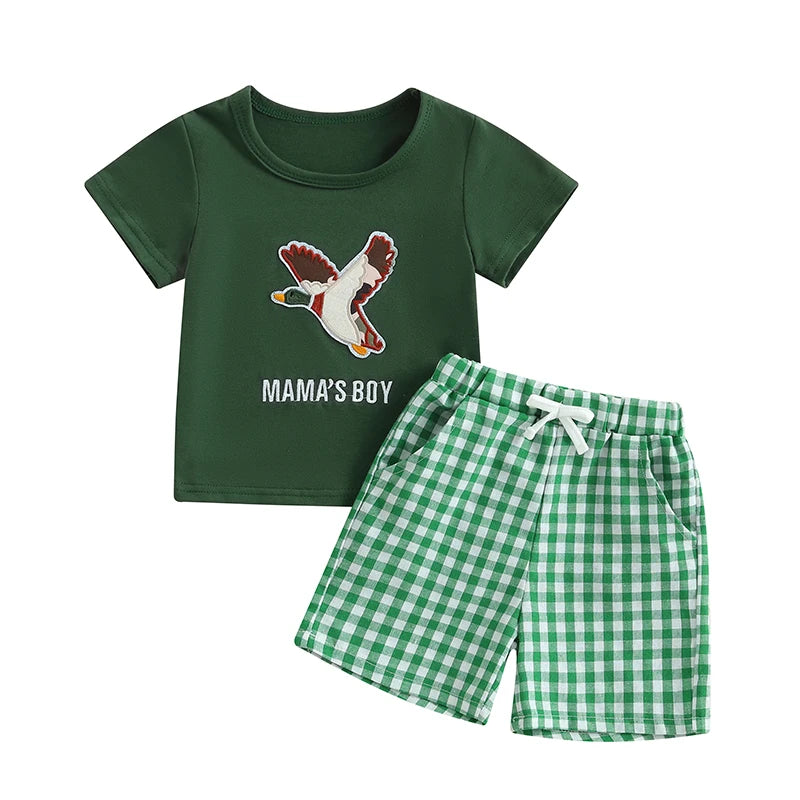 Toddler Boy Animal Print Tee and Elastic Denim Shorts Set