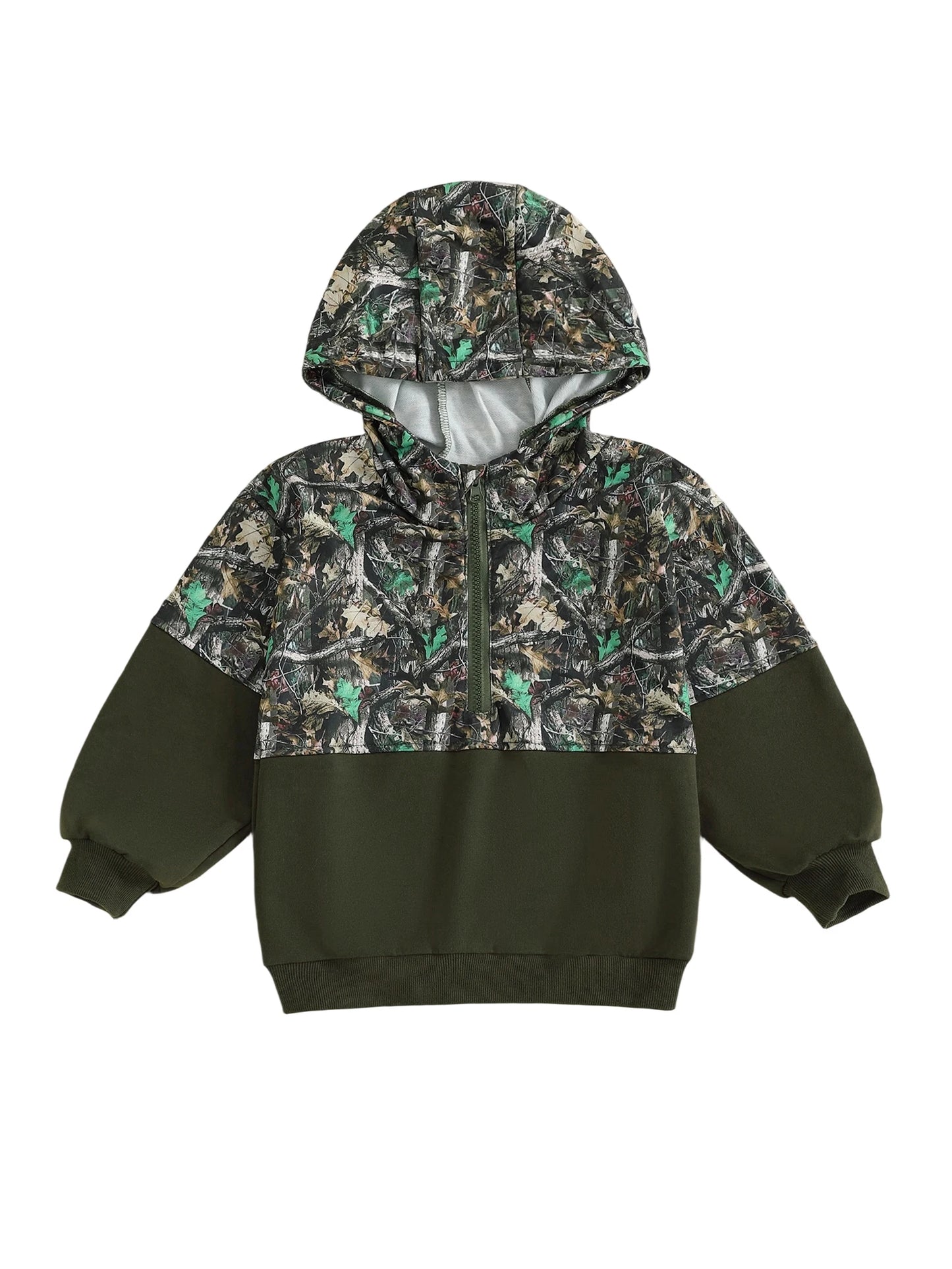 CN Guangdong Camouflage Half Zip Hooded Sweatshirt For Kids