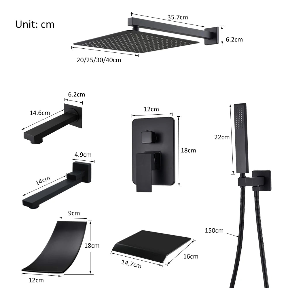 Quyanre Concealed InWall Digital Shower Faucet System With Tub Spout