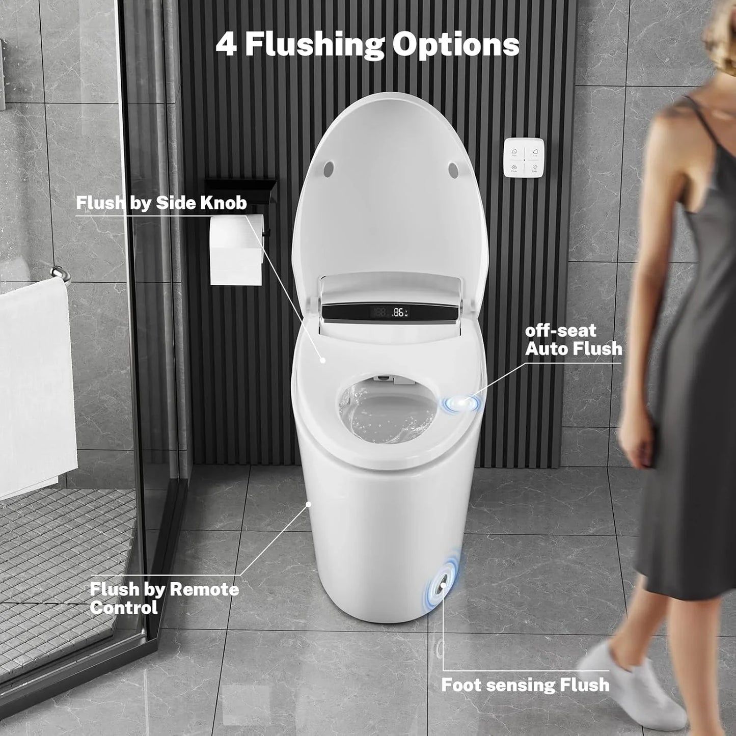OUCE Smart One Piece Toilet Heated Seat With Night Light