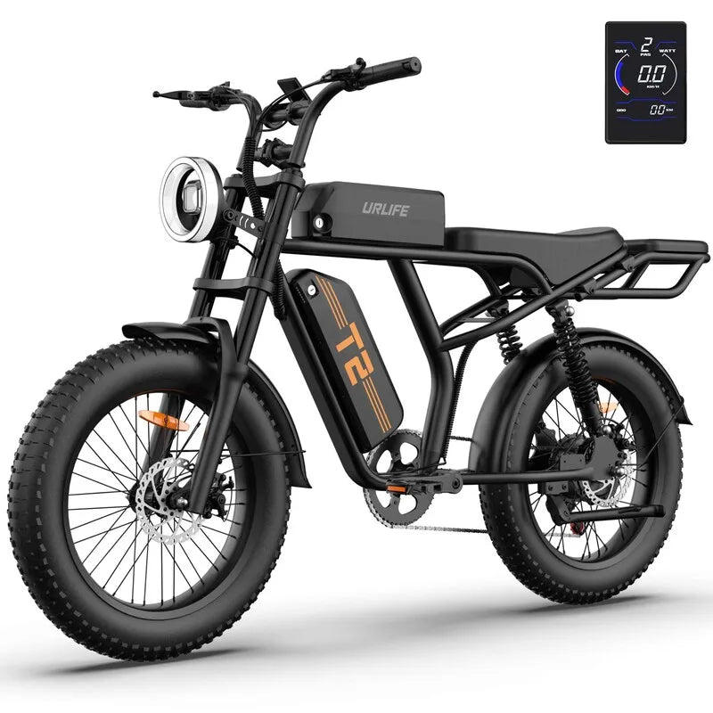 URLIFE T2 1500W EBike 48V 15.6Ah Battery 28 MPH Range Fat Tire