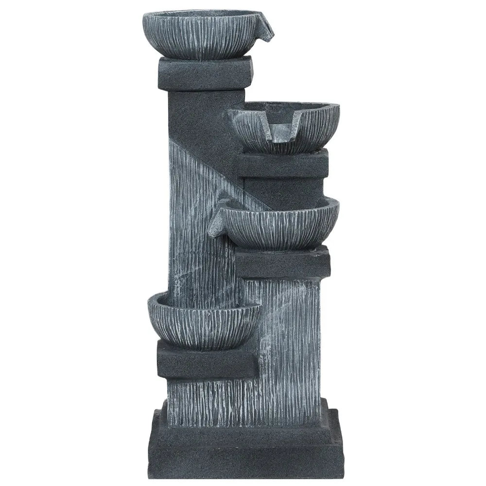 Outdoor Waterfall Fountain Four Tier With LED Lights Pump