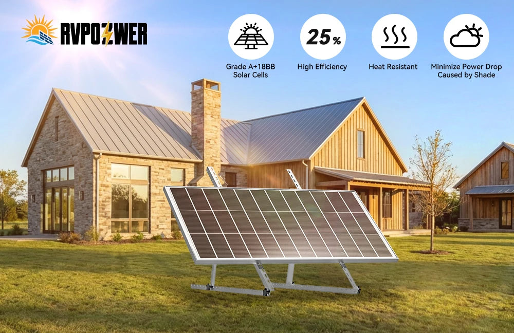 Rvpozwer 400W 12V Monocrystalline Solar Panel Off Grid