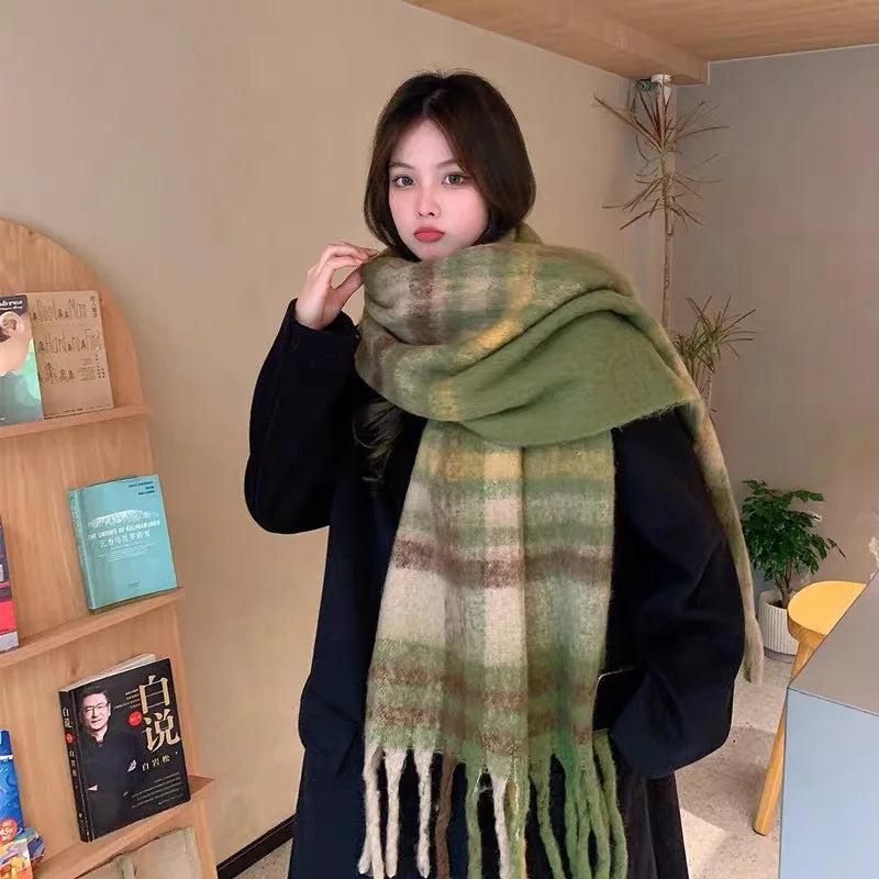 Winter Warm Tassel Scarf For Women Cotton Polyester