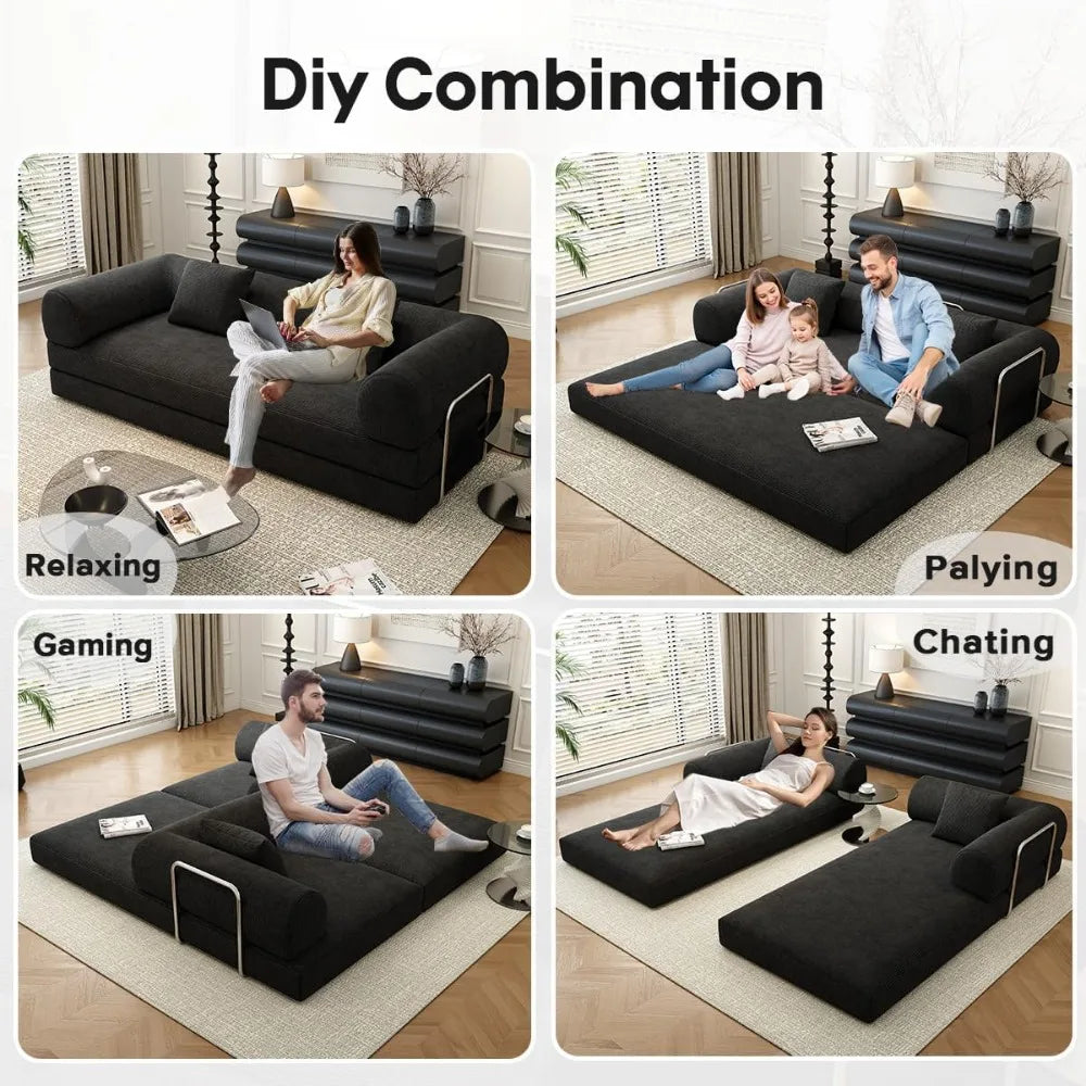Modular Sofa Bed Four In One Corduroy High Density Foam