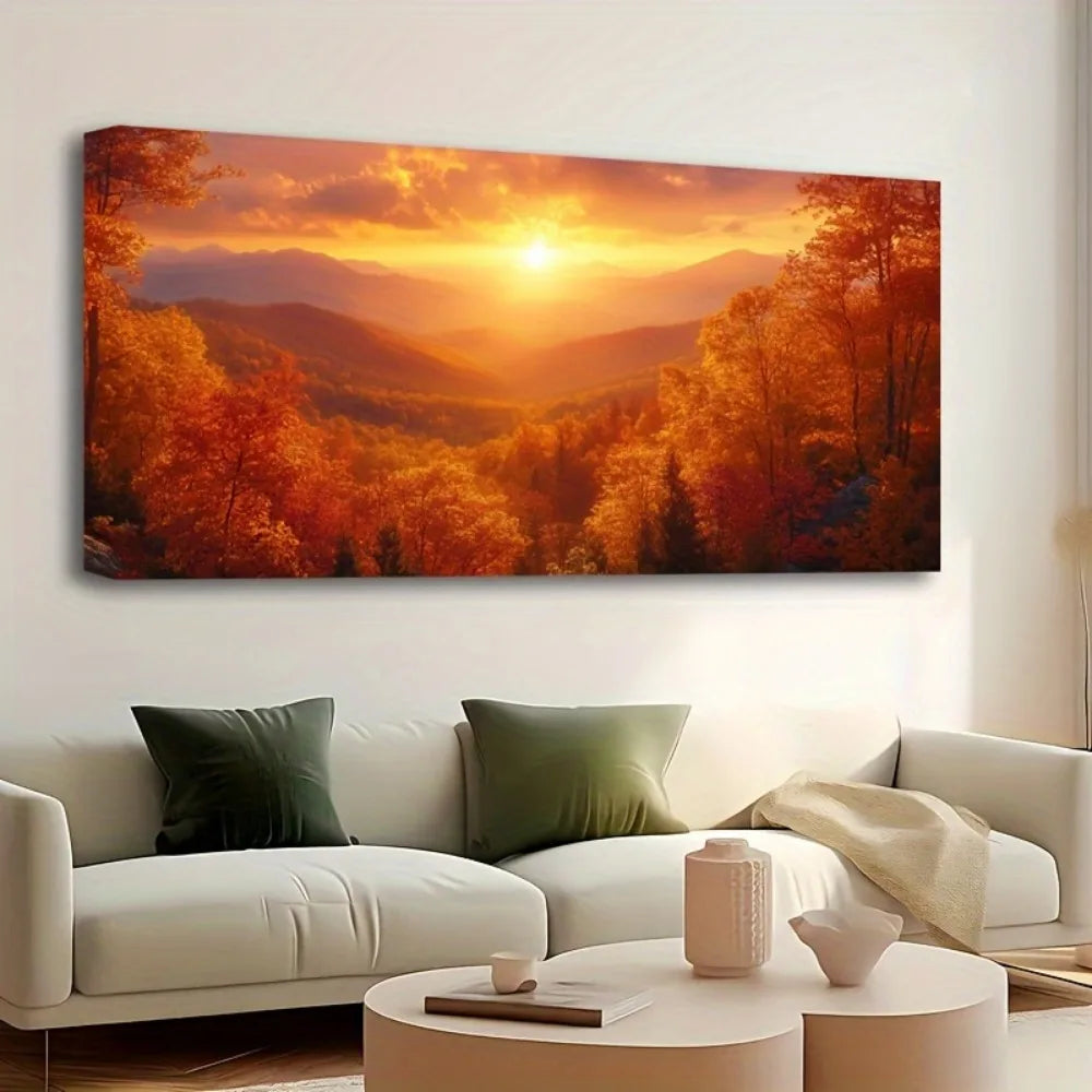 Hign Concerned Pine Wood Frame Painting Mural Mountain Dawn