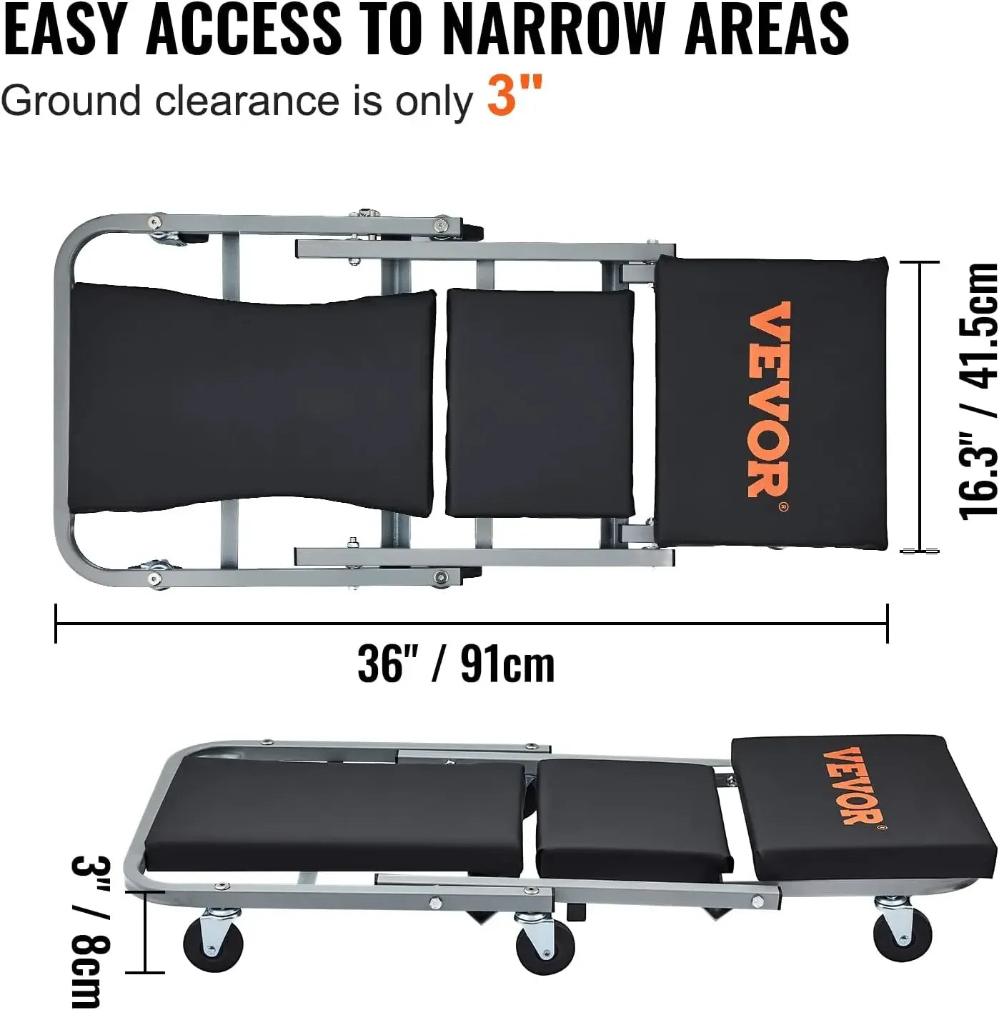 XMSJ Mechanic Creeper Low Profile 300 Lb Capacity With Wheels
