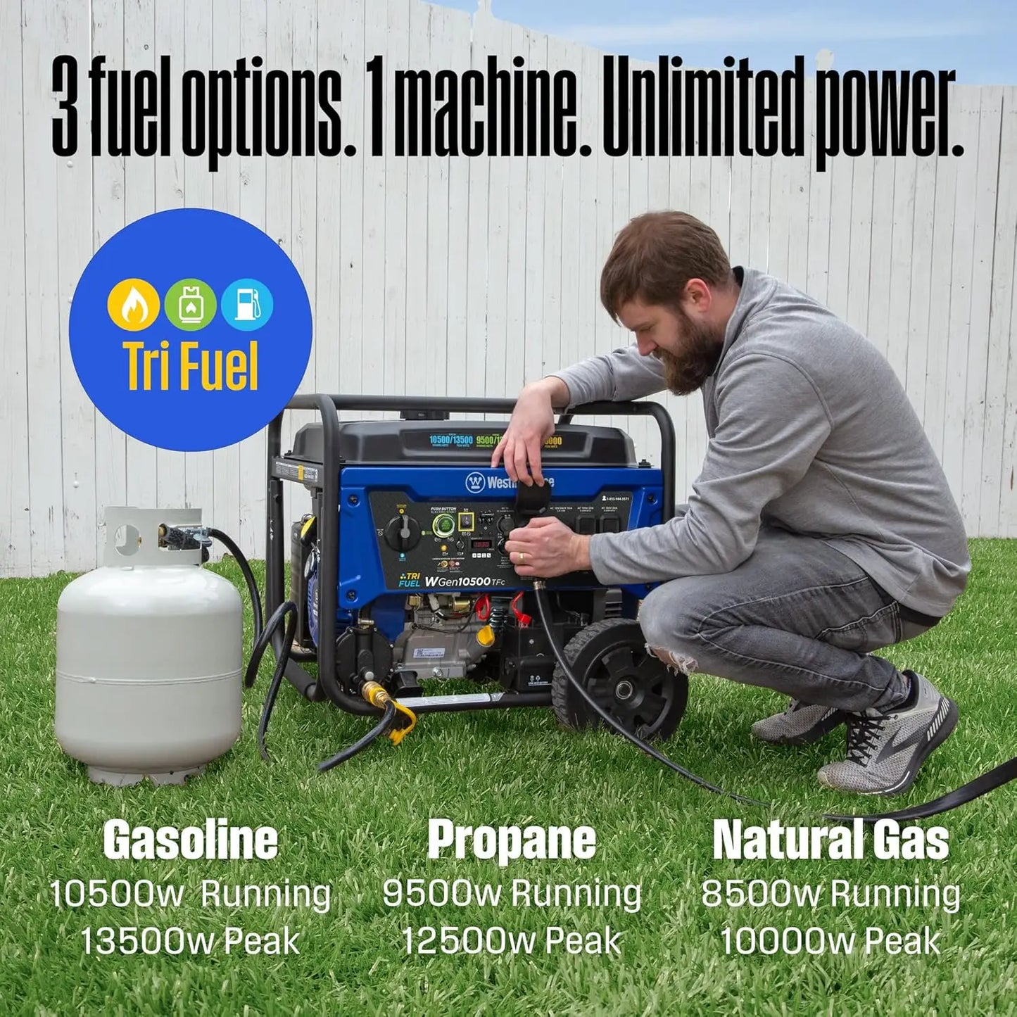 Hign-concerned 13500 Peak Watt Tri Fuel Portable Generator
