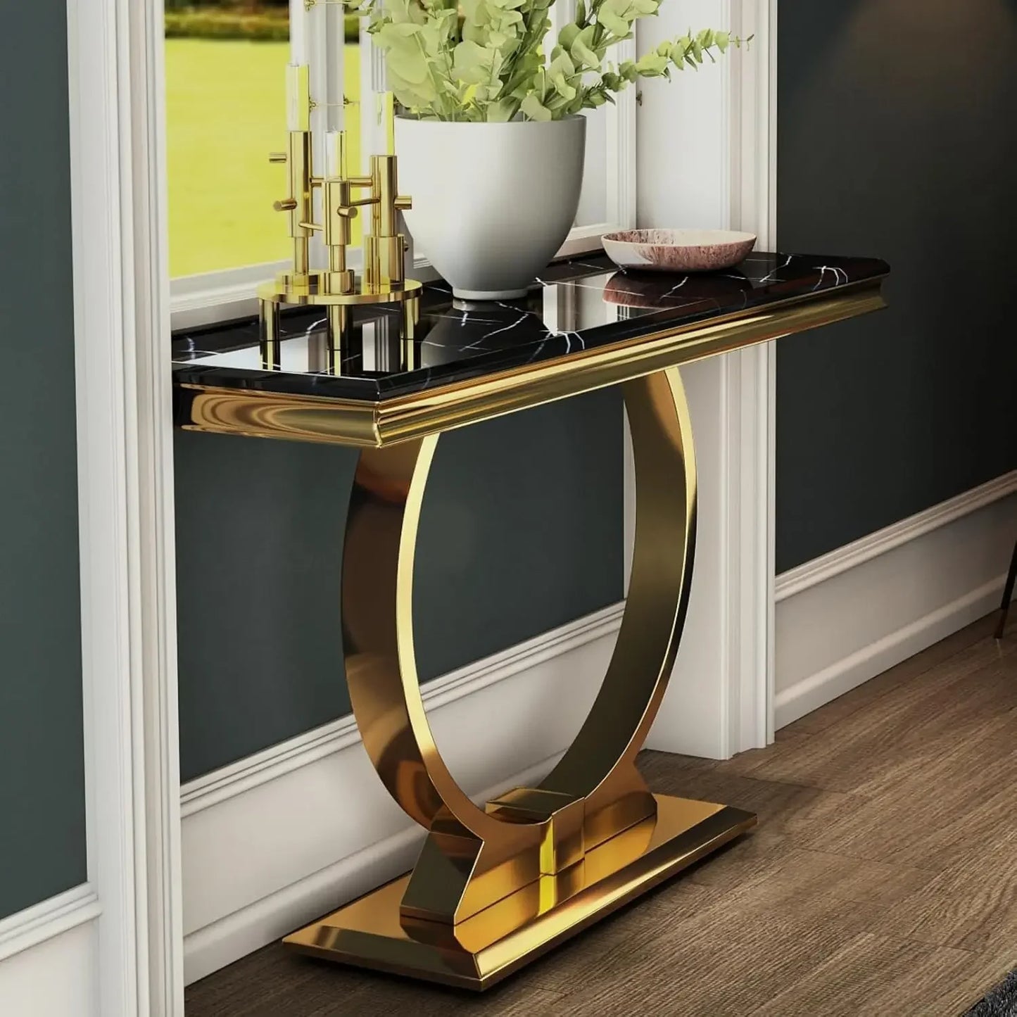 XMSJ Console Table With U Shaped Base For Entryway