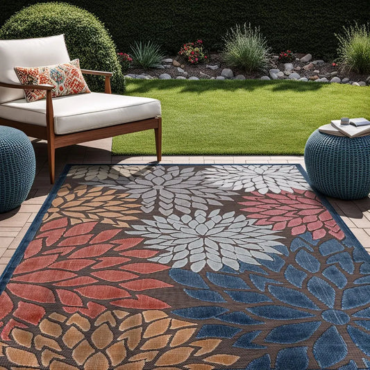 XMSJHignconcerned Outdoor Rug Modern Floral Tropical Patio