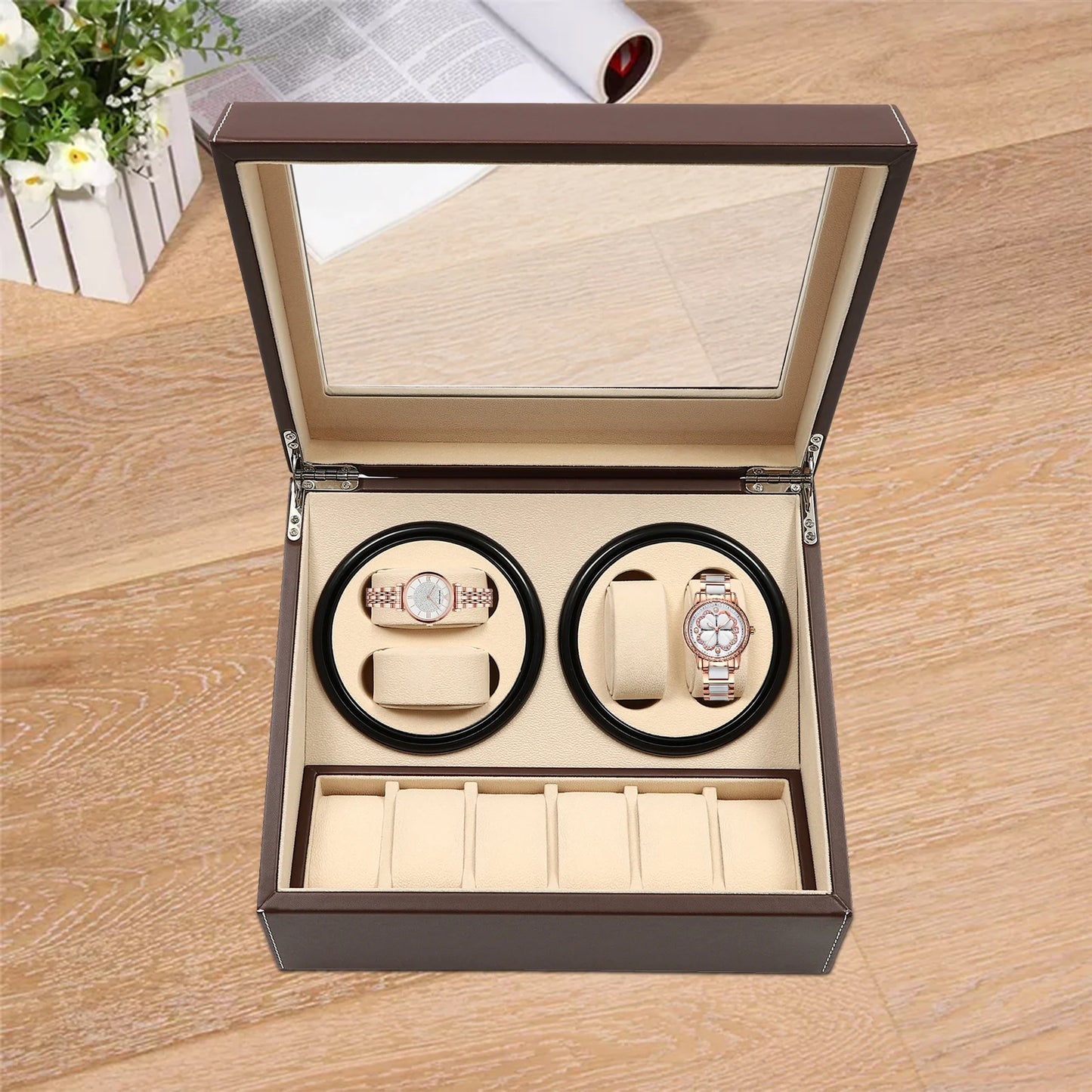 Watch Winder Automatic Rotation Velvet Display Box