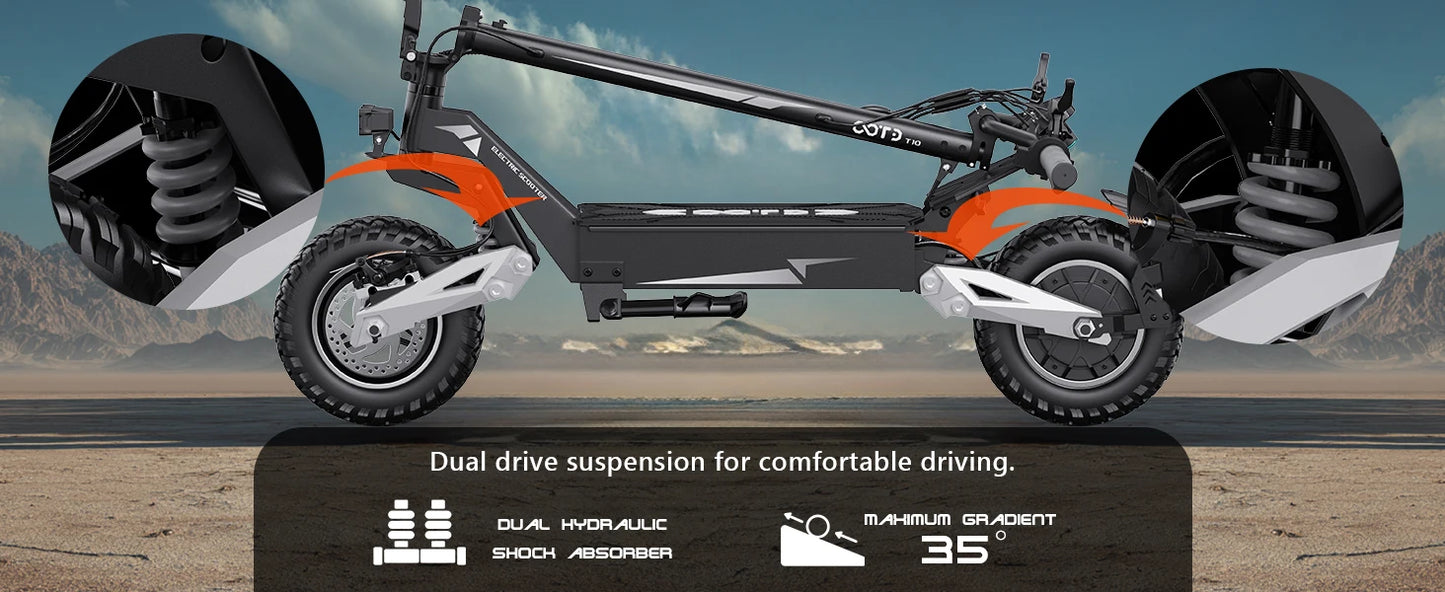 OOTD T10 900W Electric Scooter 48V Battery Foldable Off Road