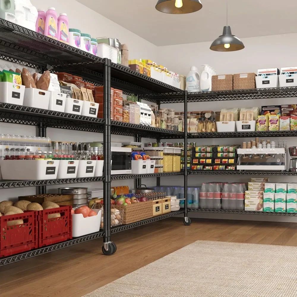 Hign Concerned Wire Shelving Unit With Wheels 4 Tier Storage