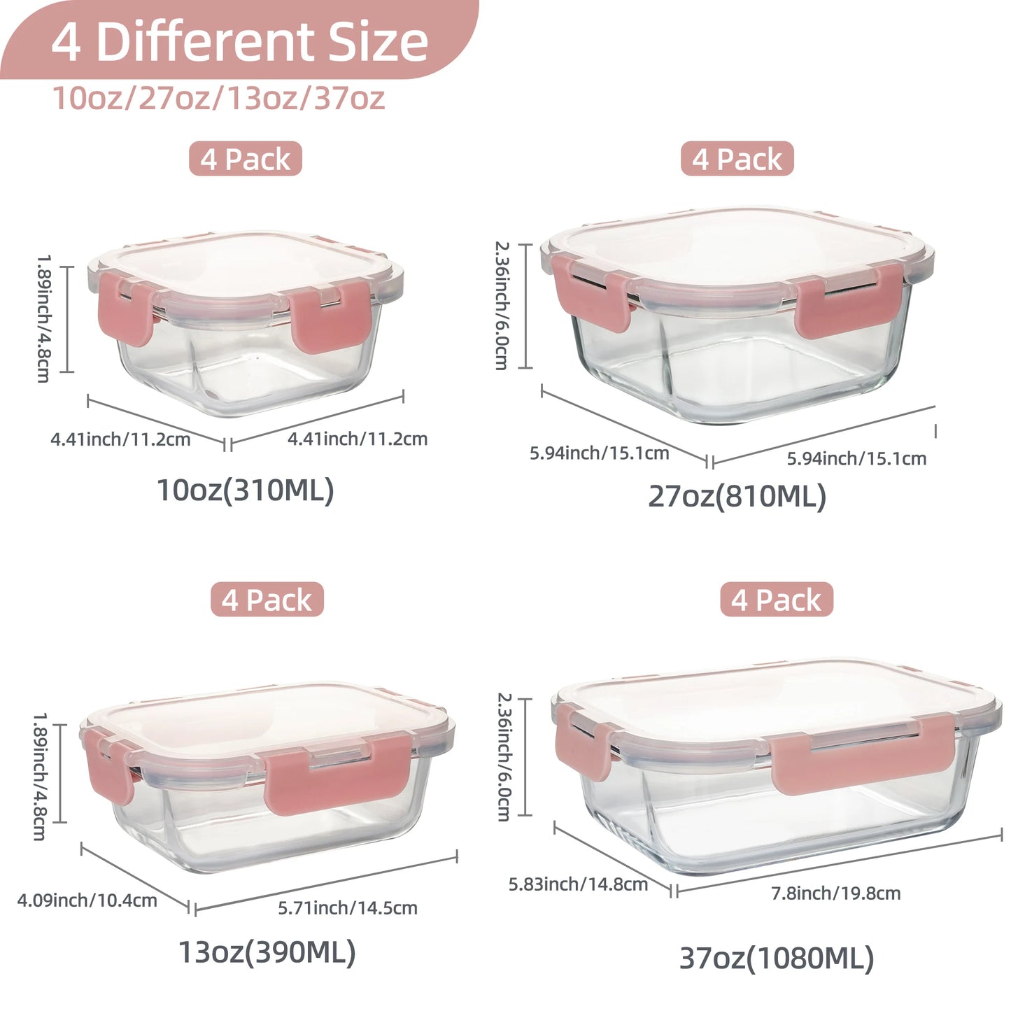 Glass Storage Containers Leakproof BPA Free Microwave Safe