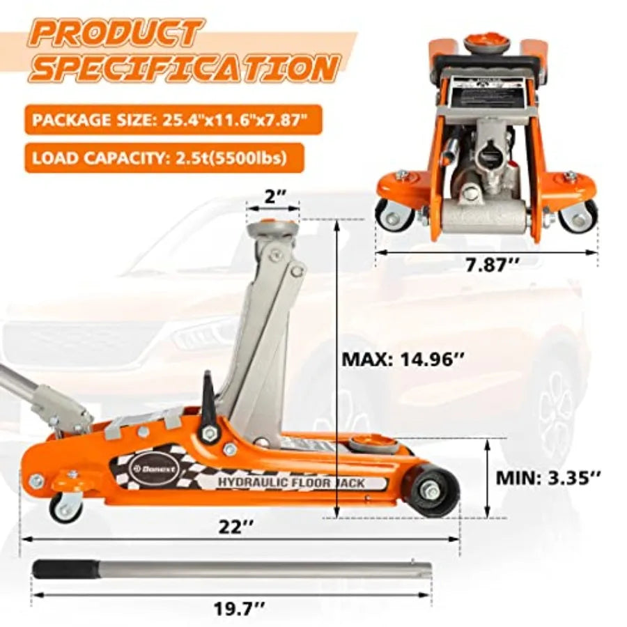 SHXI 2.5 Ton Steel Floor Jack Low Profile Hydraulic