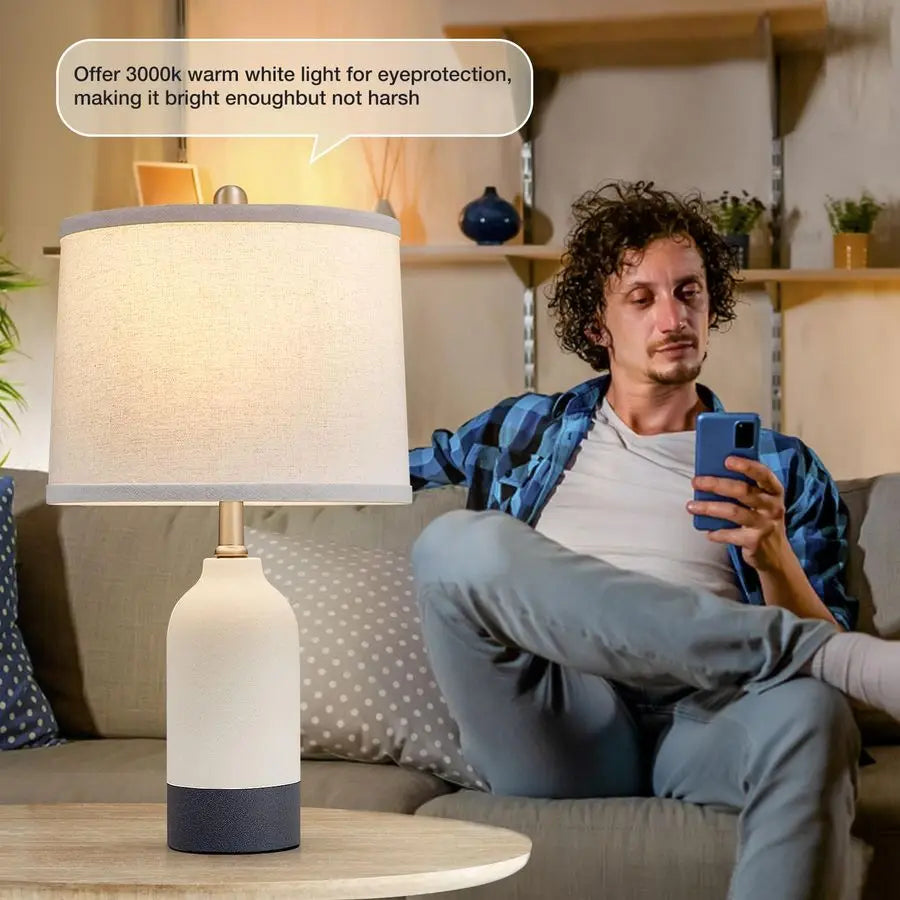 Ceramic Table Lamp Set of 2 Adjustable Color Temperature Lamps