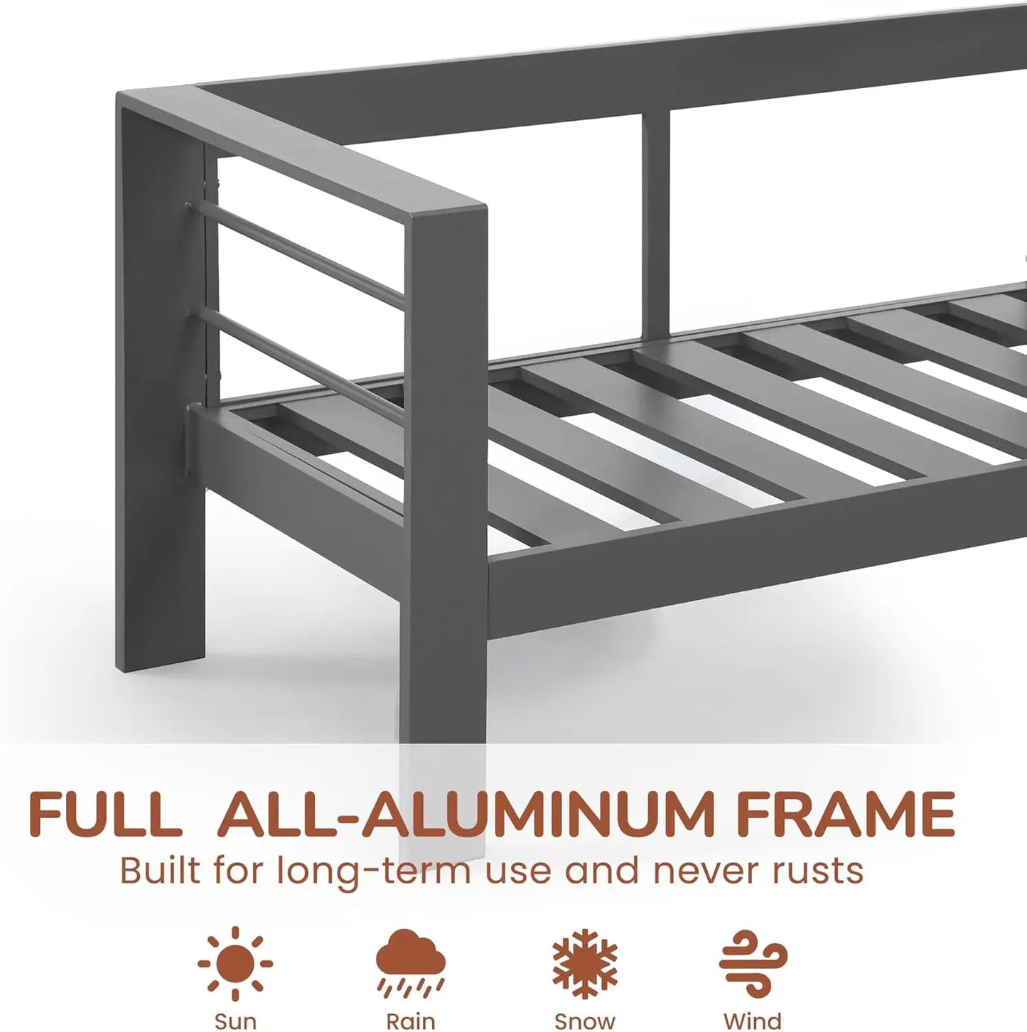 Outdoor Loveseat Aluminum Patio Furniture Sofa All Weather Metal Couch