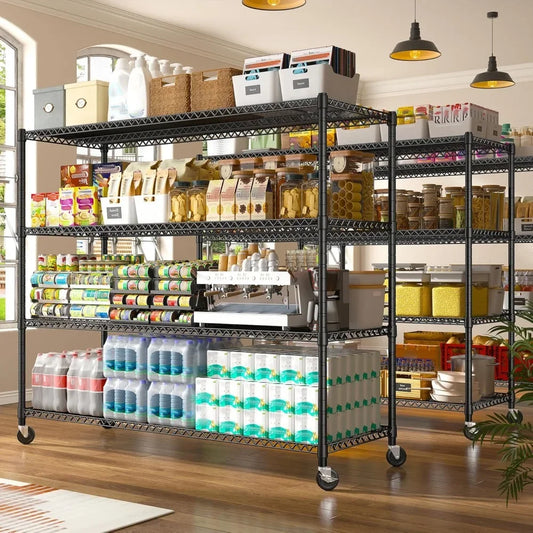 Hign Concerned Wire Shelving Unit With Wheels 4 Tier Storage