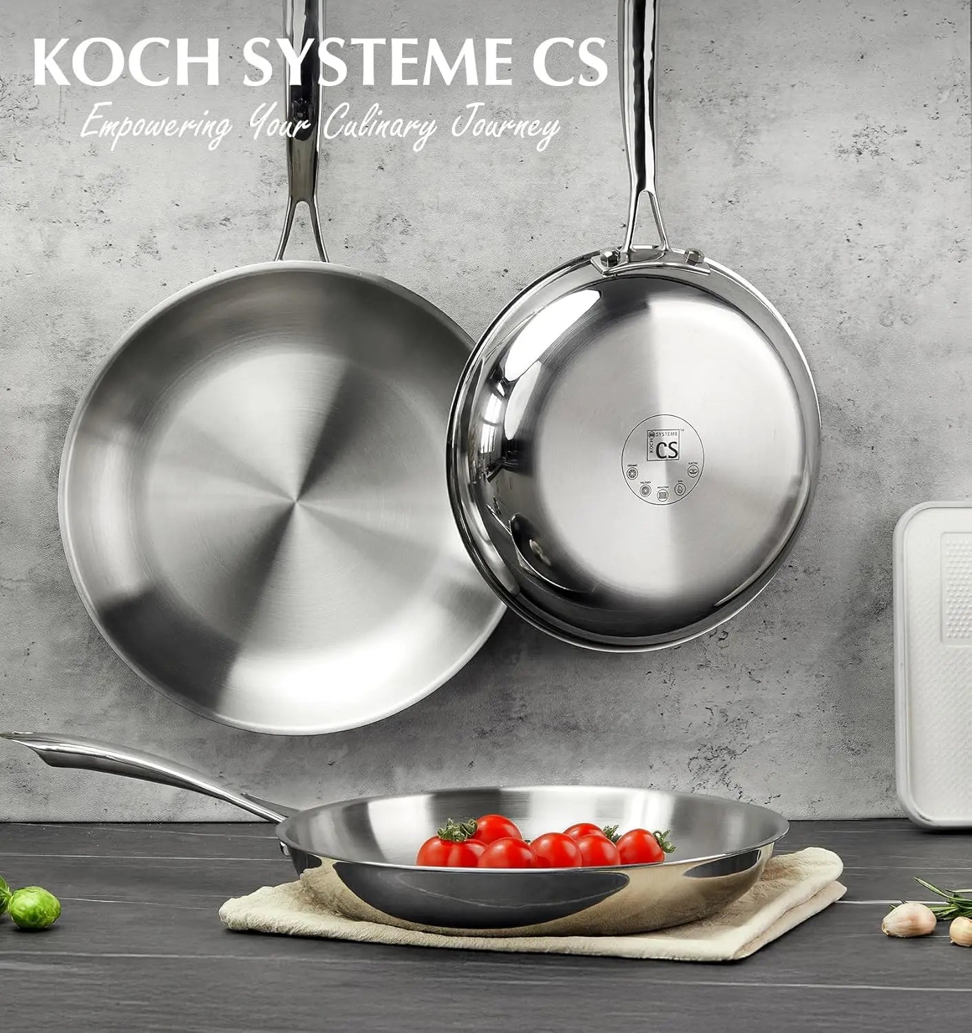 Tri Ply Stainless Steel Frying Pan Set Induction Compatible