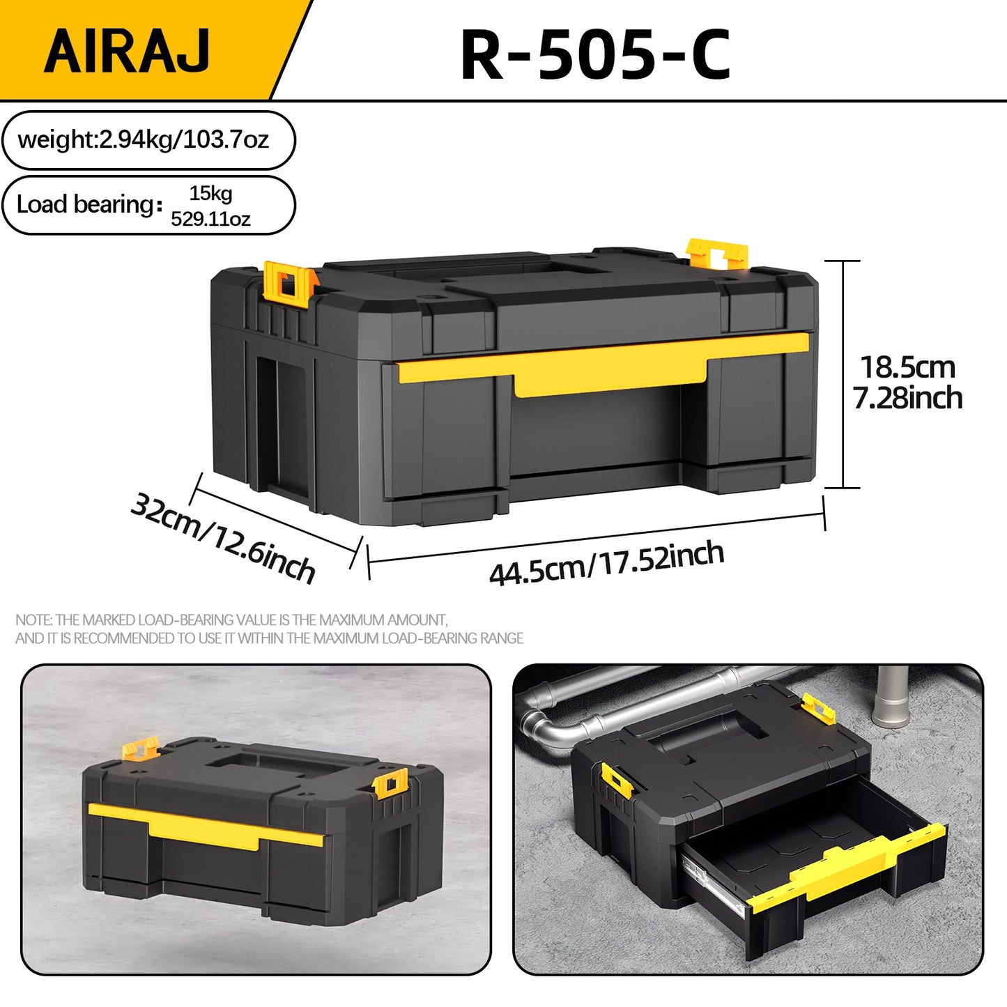 AIRAJ Multifunctional Stackable Rolling Tool Storage Box