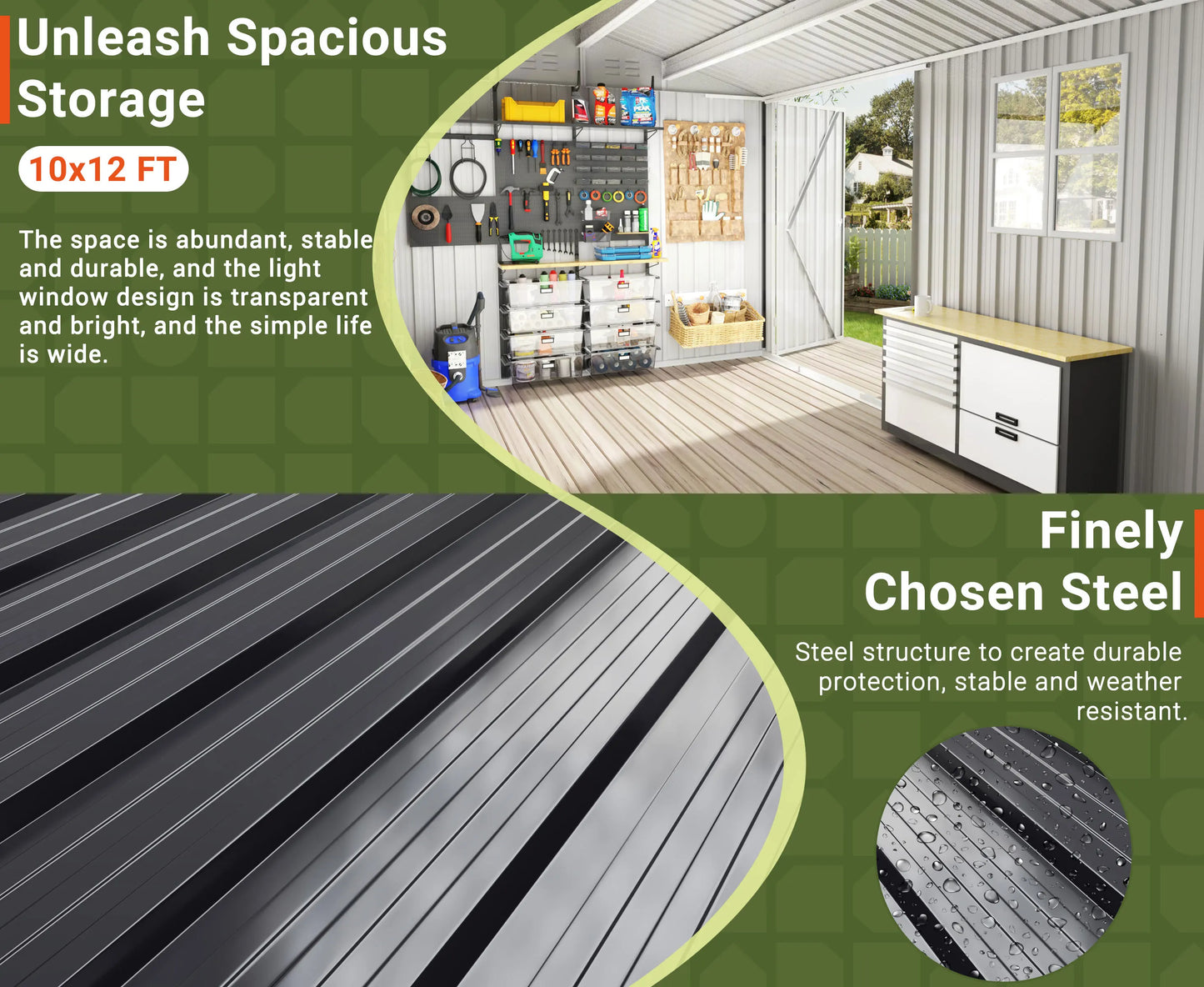 Polar Aurora Outdoor Metal Storage Shed With Windows Lockable