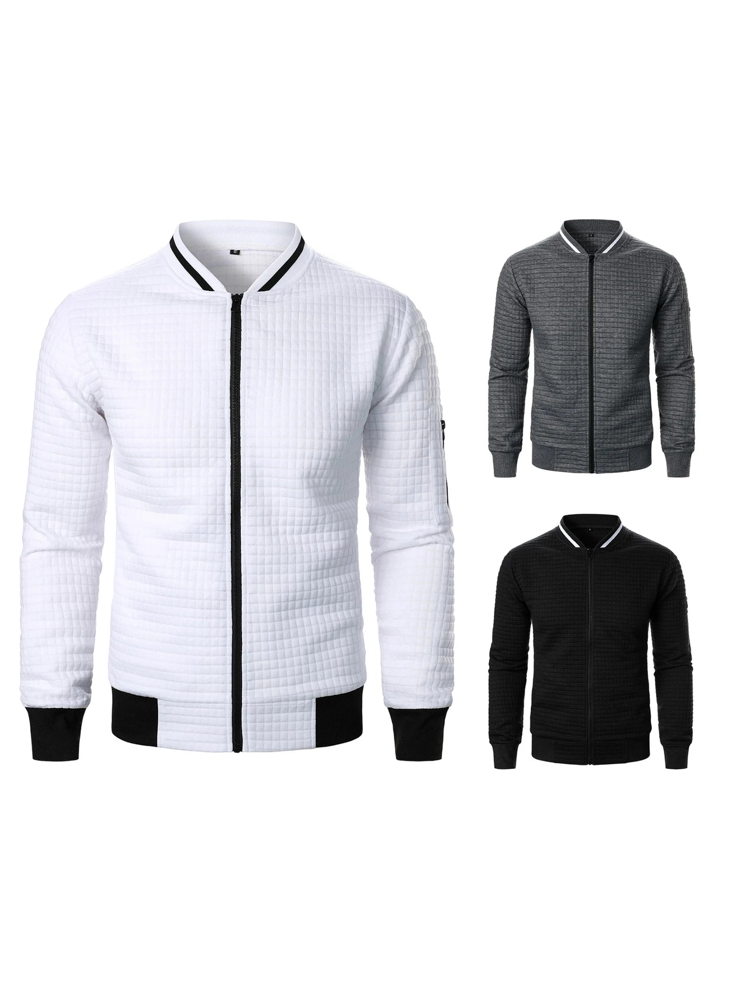 Guangdong Men Casual Fit Zipper Up Lightweight Stand Collar Jacket Contrast