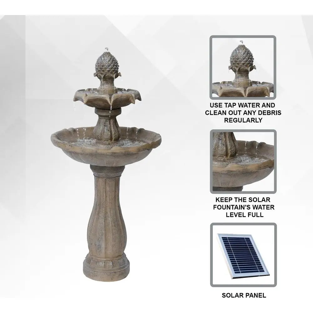 Two Tier Outdoor Water Fountain With Auto Shut Off Pump