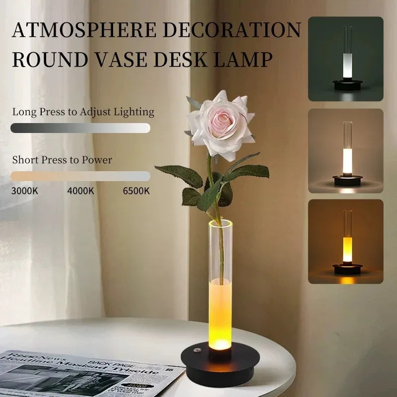 Hign-concerned Minimalist Glass Vase Lamp With Led Light