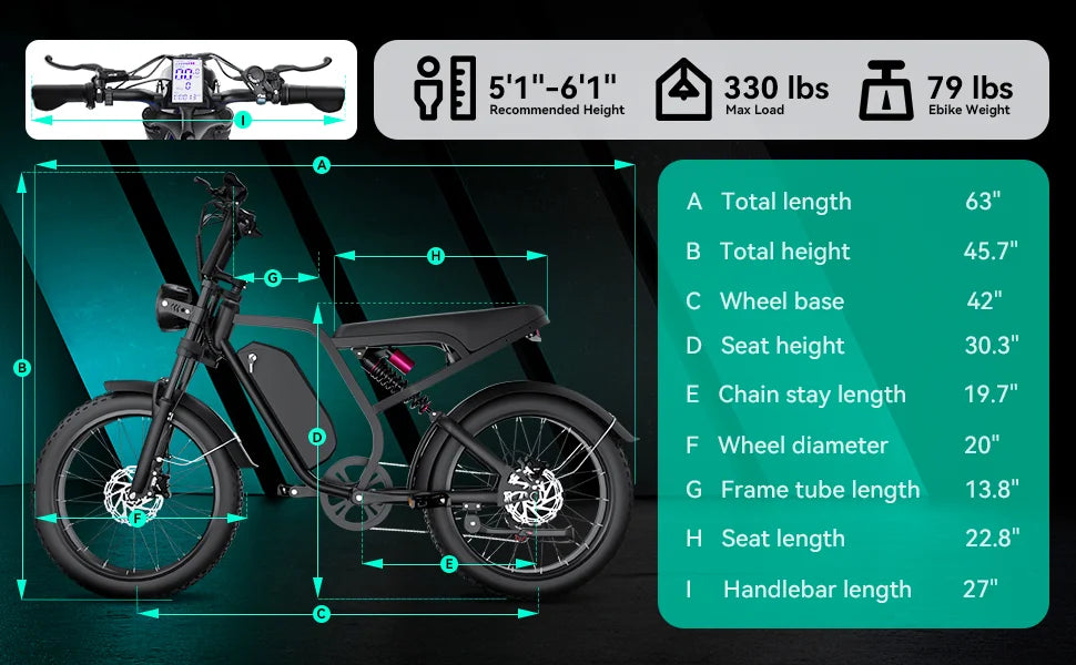 Moobelo B8 Electric Bike 1500W Motor 80 Miles Range