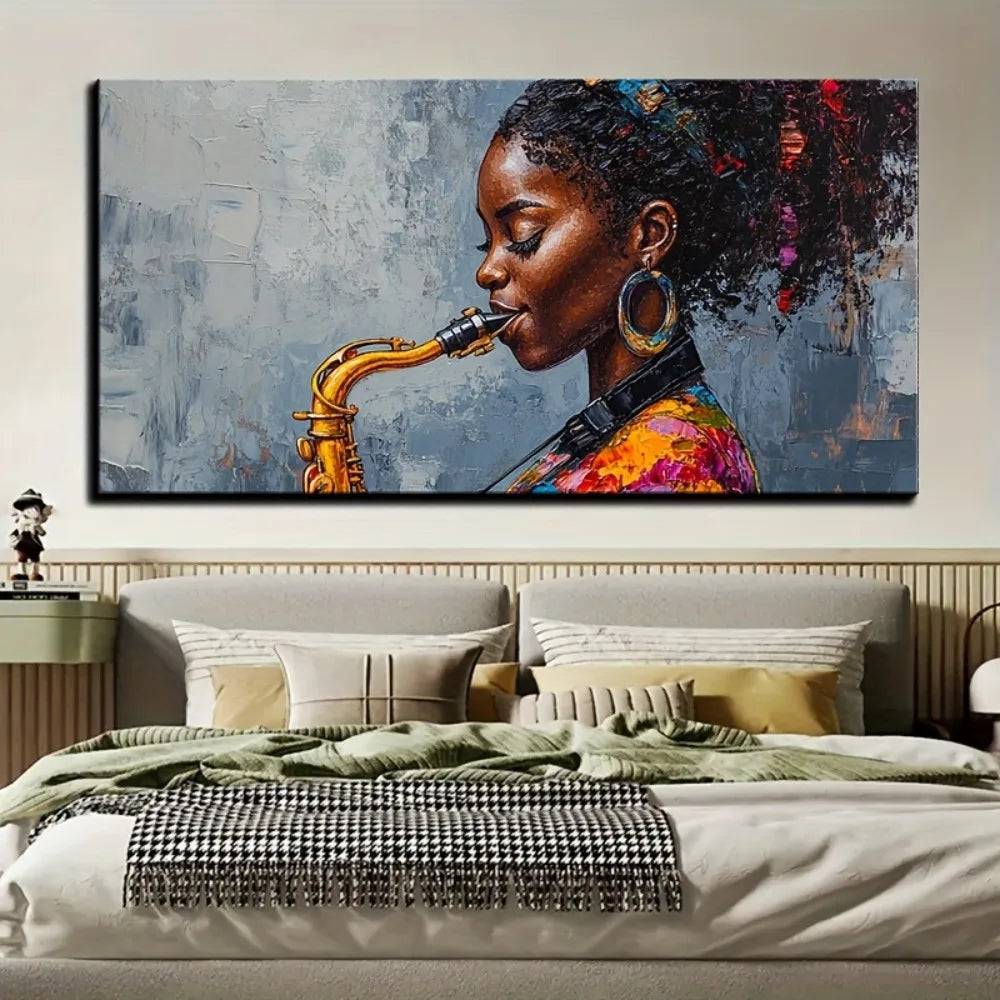 Hign Concerned Saxophonist Canvas Wall Art Jazz Painting
