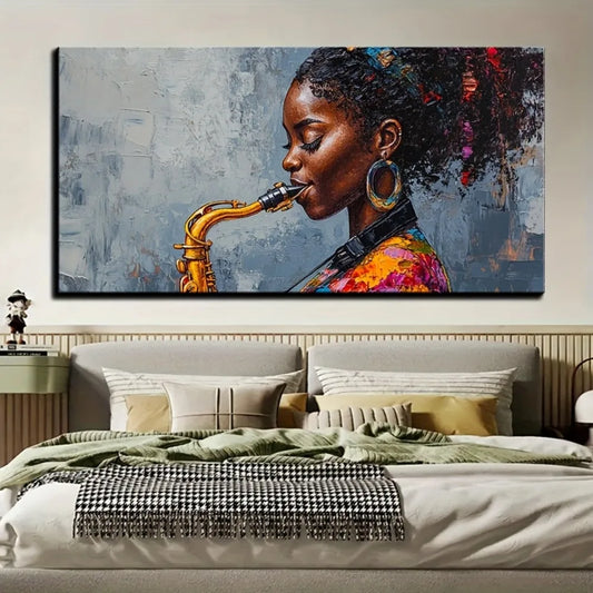Hign Concerned Saxophonist Canvas Wall Art Jazz Painting