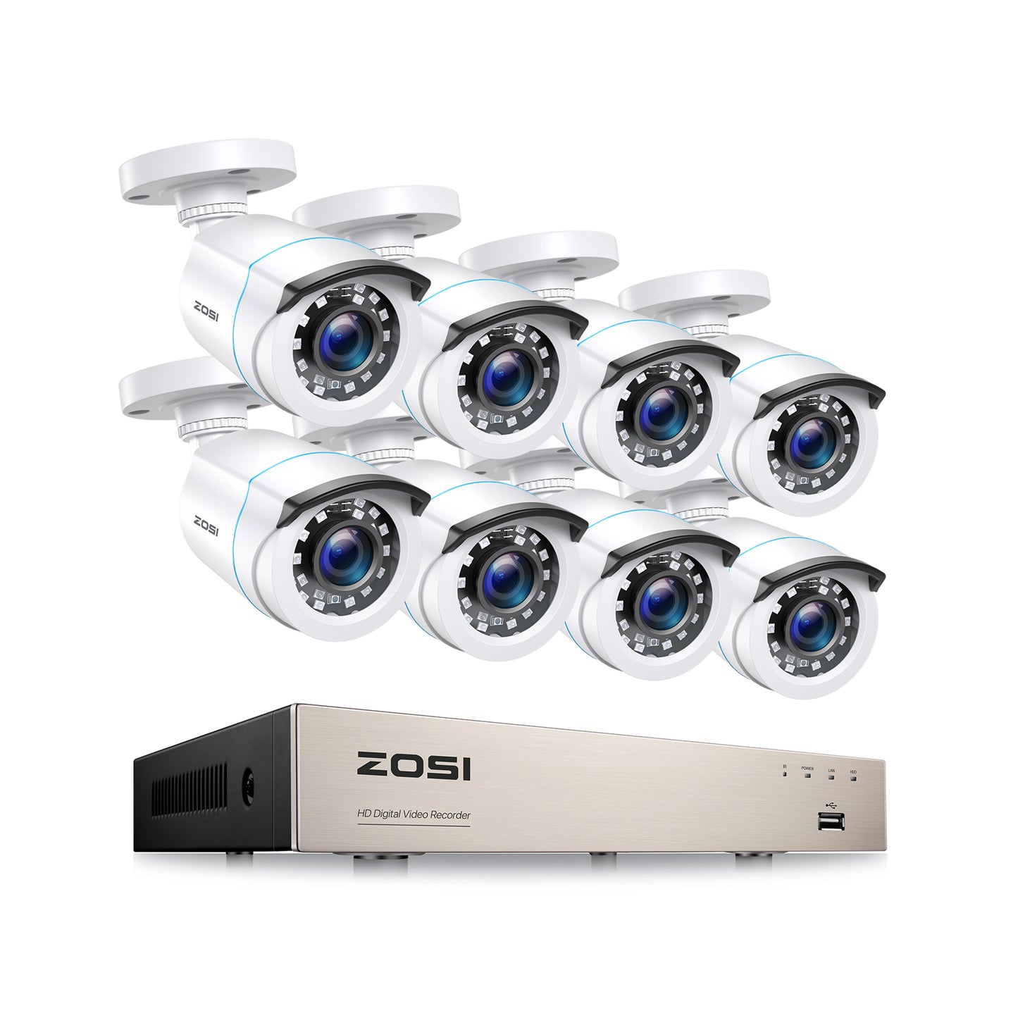 ZOSI 8 Channel Wired Security Camera System 1080P DVR Kit