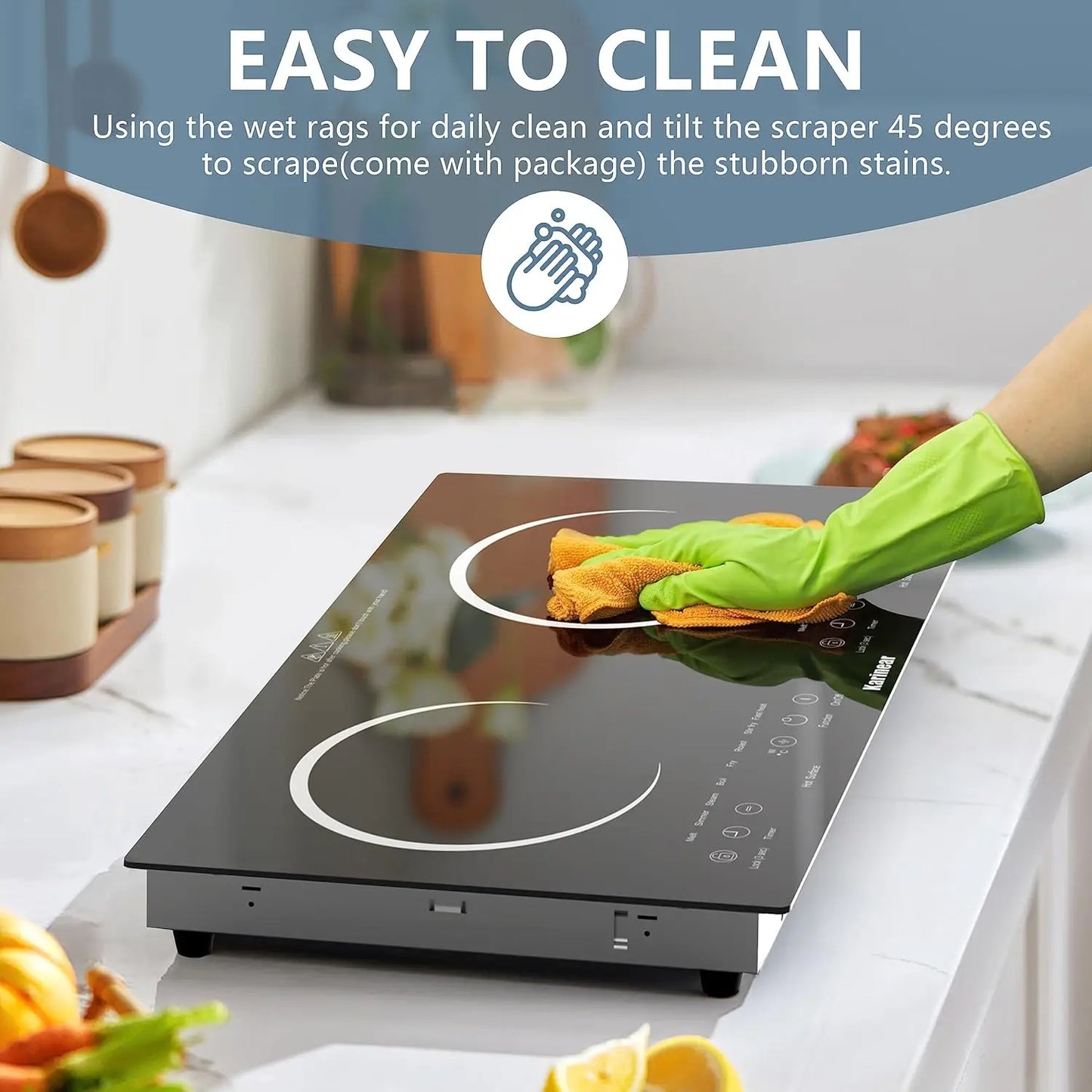 Karinear 2 Burner Ceramic Electric Cooktop Dual Voltage Plug