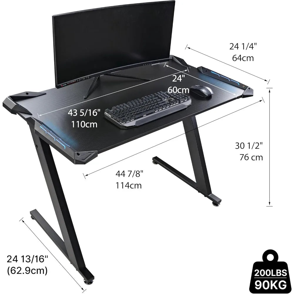 Gaming Desk With LED Lights For Home Office Table Pro