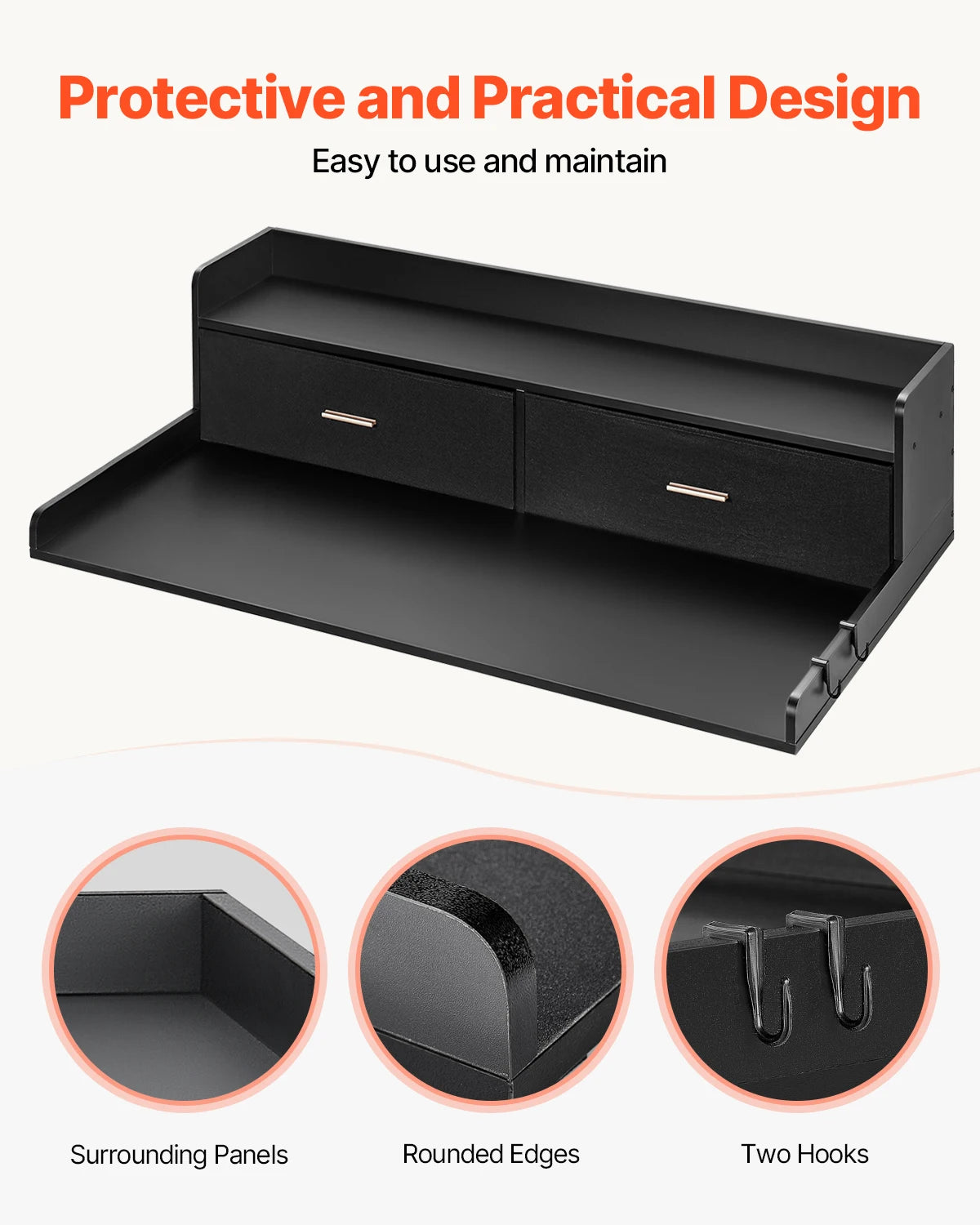 SucceBuy Washer Dryer Countertop Shelf With Drawer For Laundry