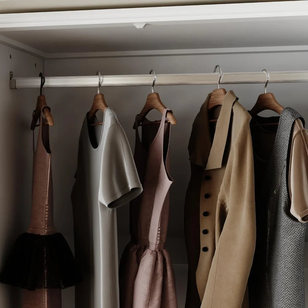 RBXC Wardrobe Closet with Glass Doors Modern Armoire